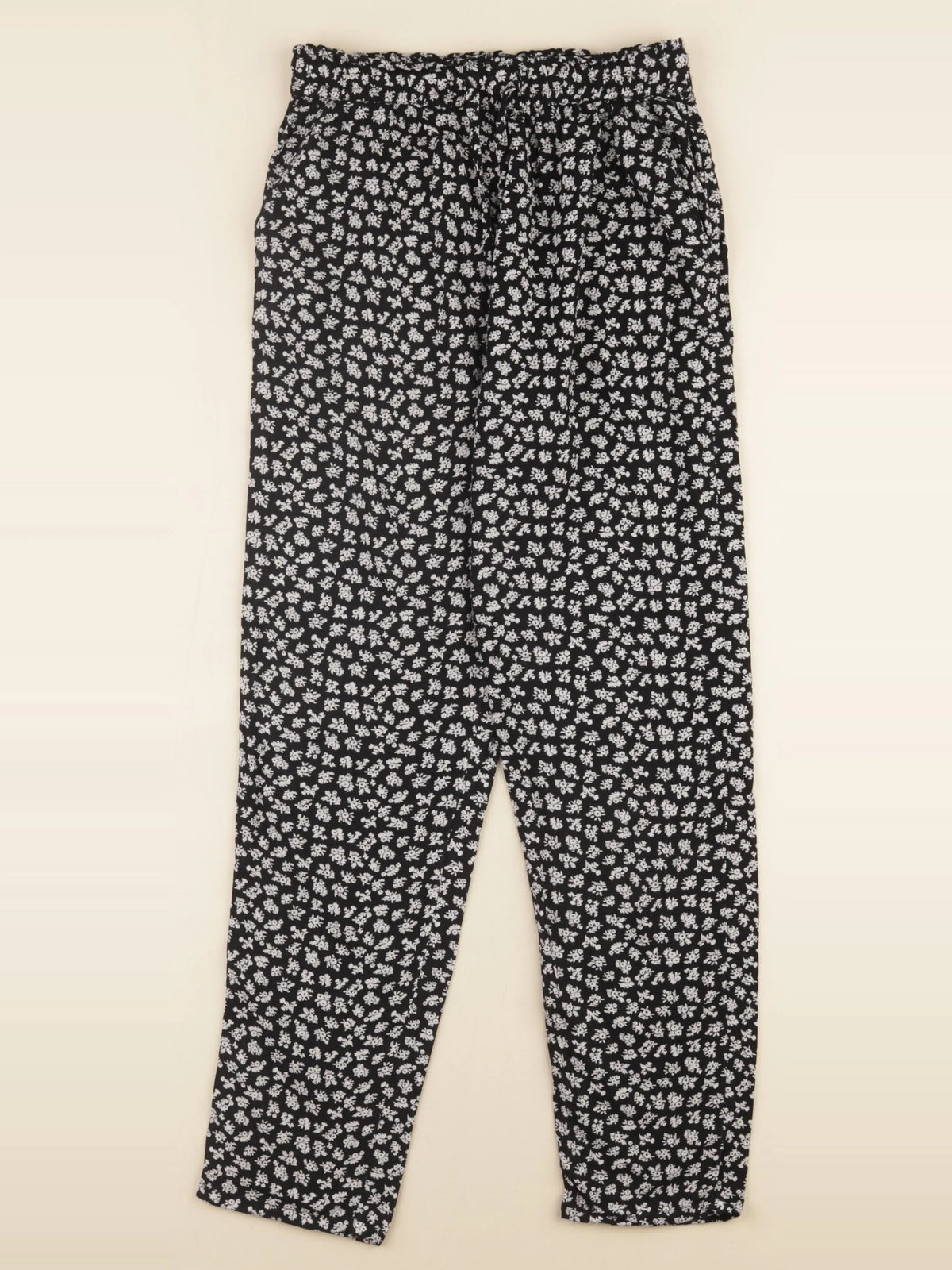 Monoprix - pantalon blanc, noir - 12 ans