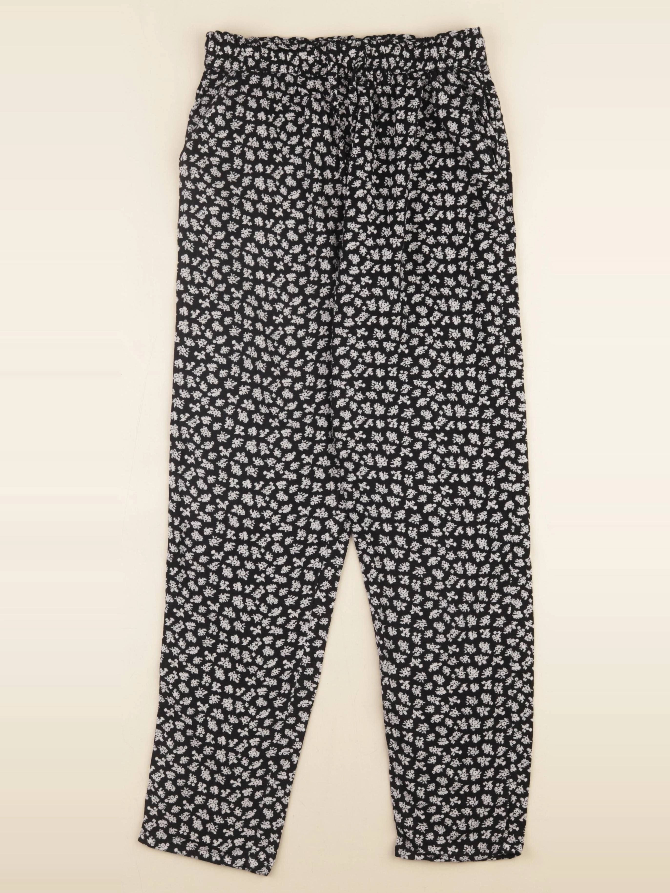 Monoprix - pantalon blanc, noir - 12 ans