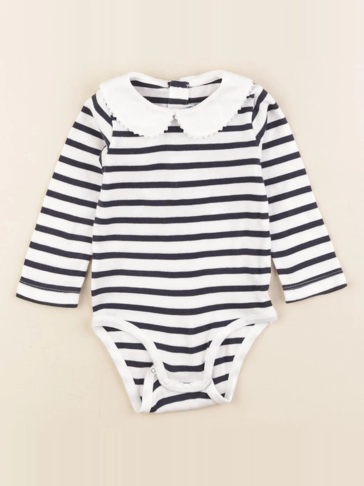 Jacadi - body à col blanc, bleu - 12 mois