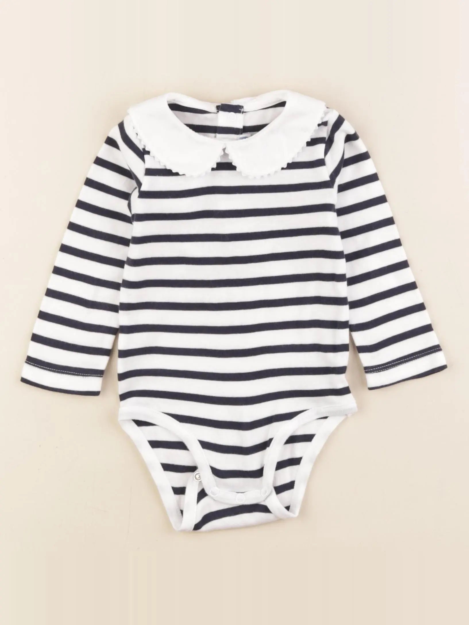 Jacadi - body à col blanc, bleu - 12 mois