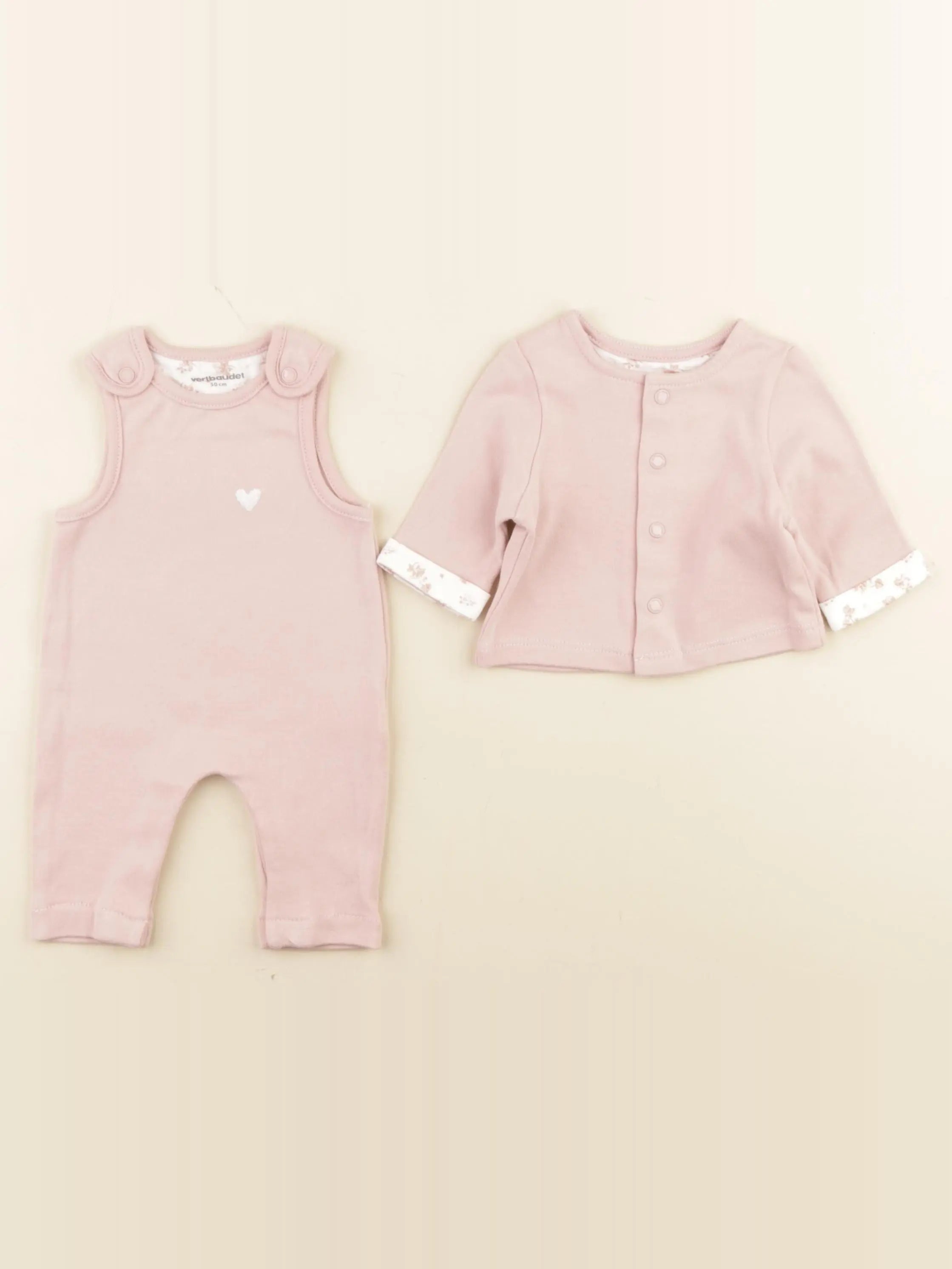 Vertbaudet - ensemble rose - 0 mois