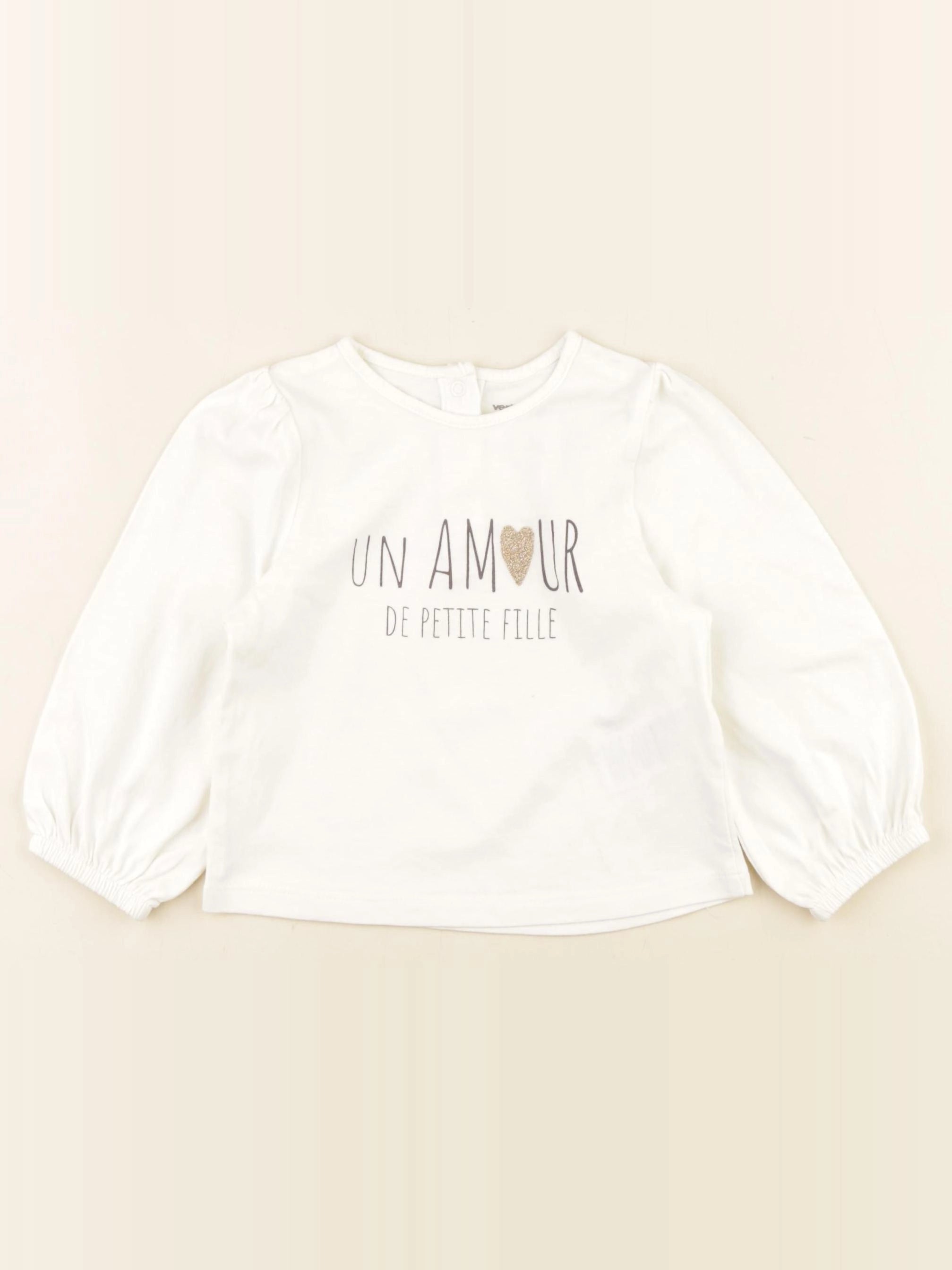 Vertbaudet - tee-shirt blanc, or - 18 mois