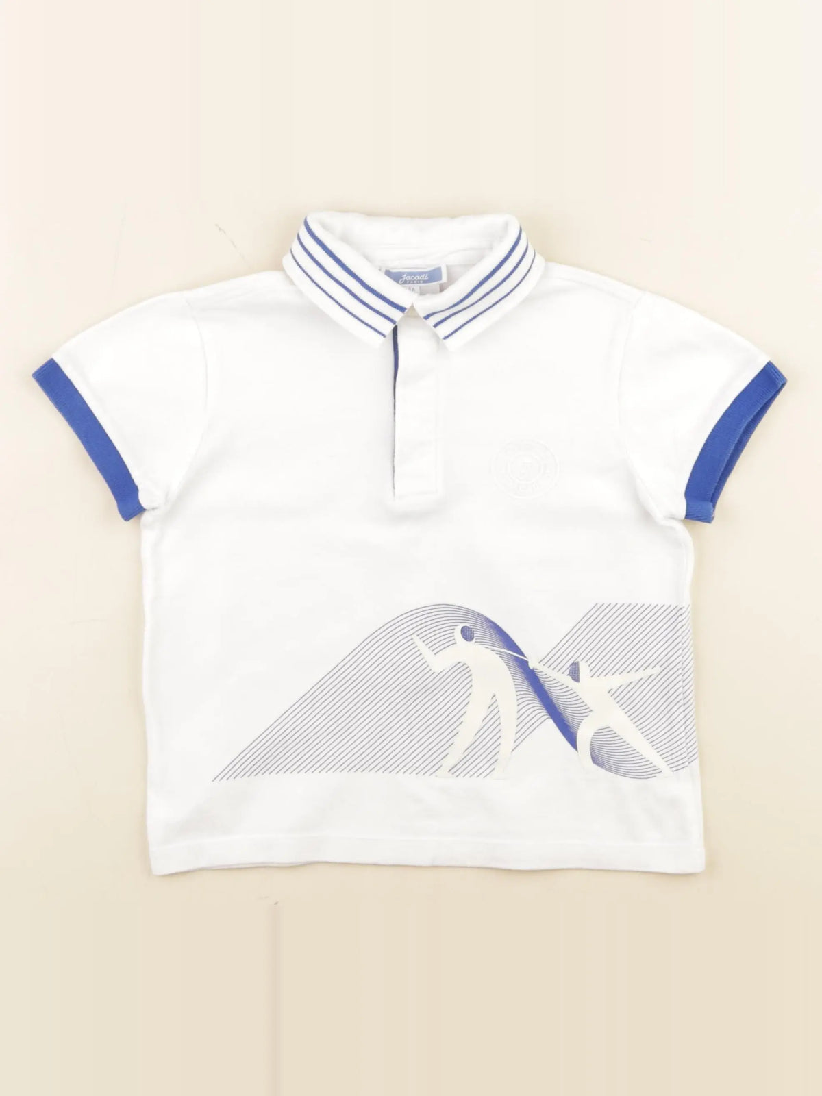 Jacadi - polo blanc, bleu - 4 ans