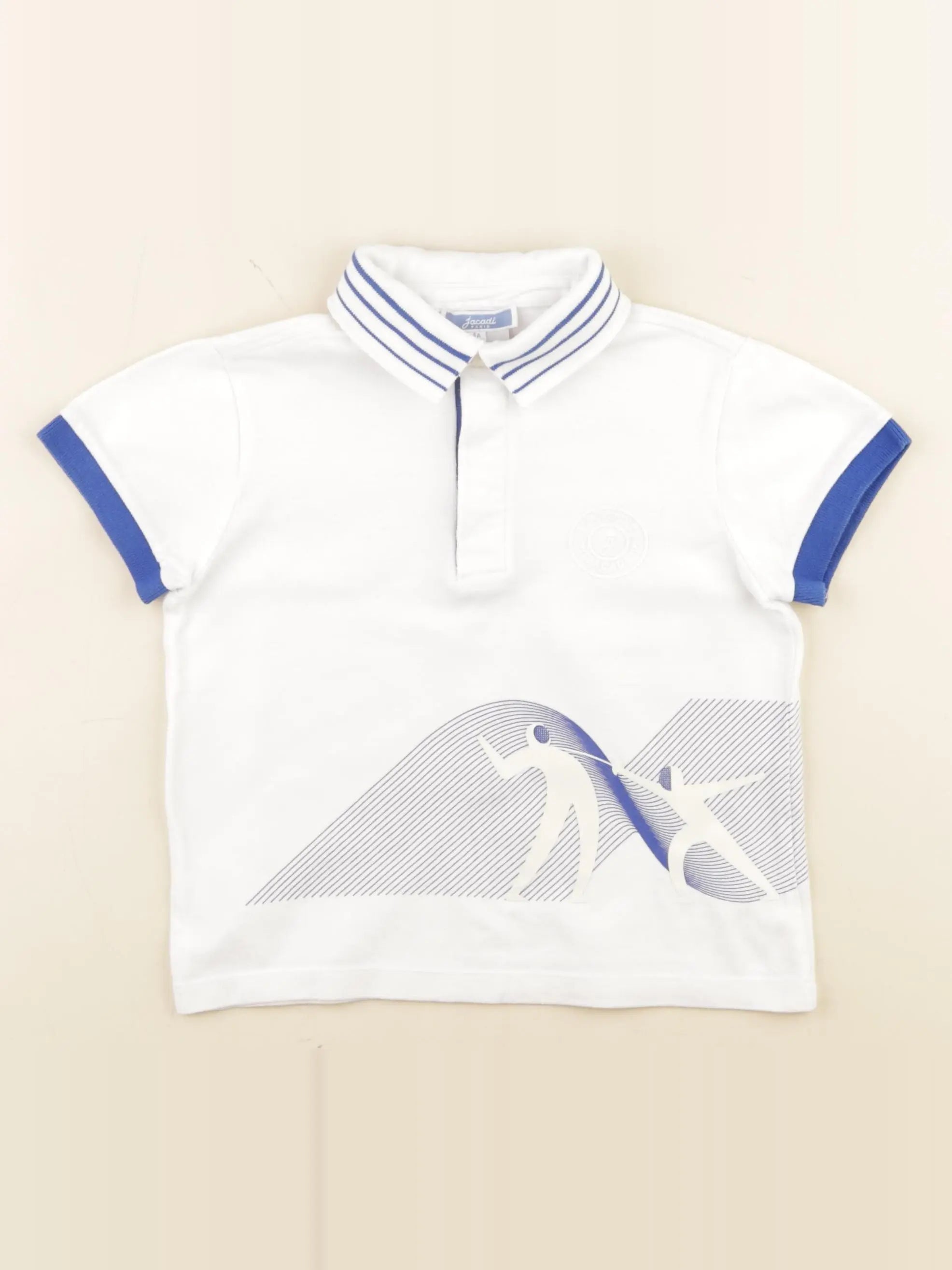 Jacadi - polo blanc, bleu - 4 ans