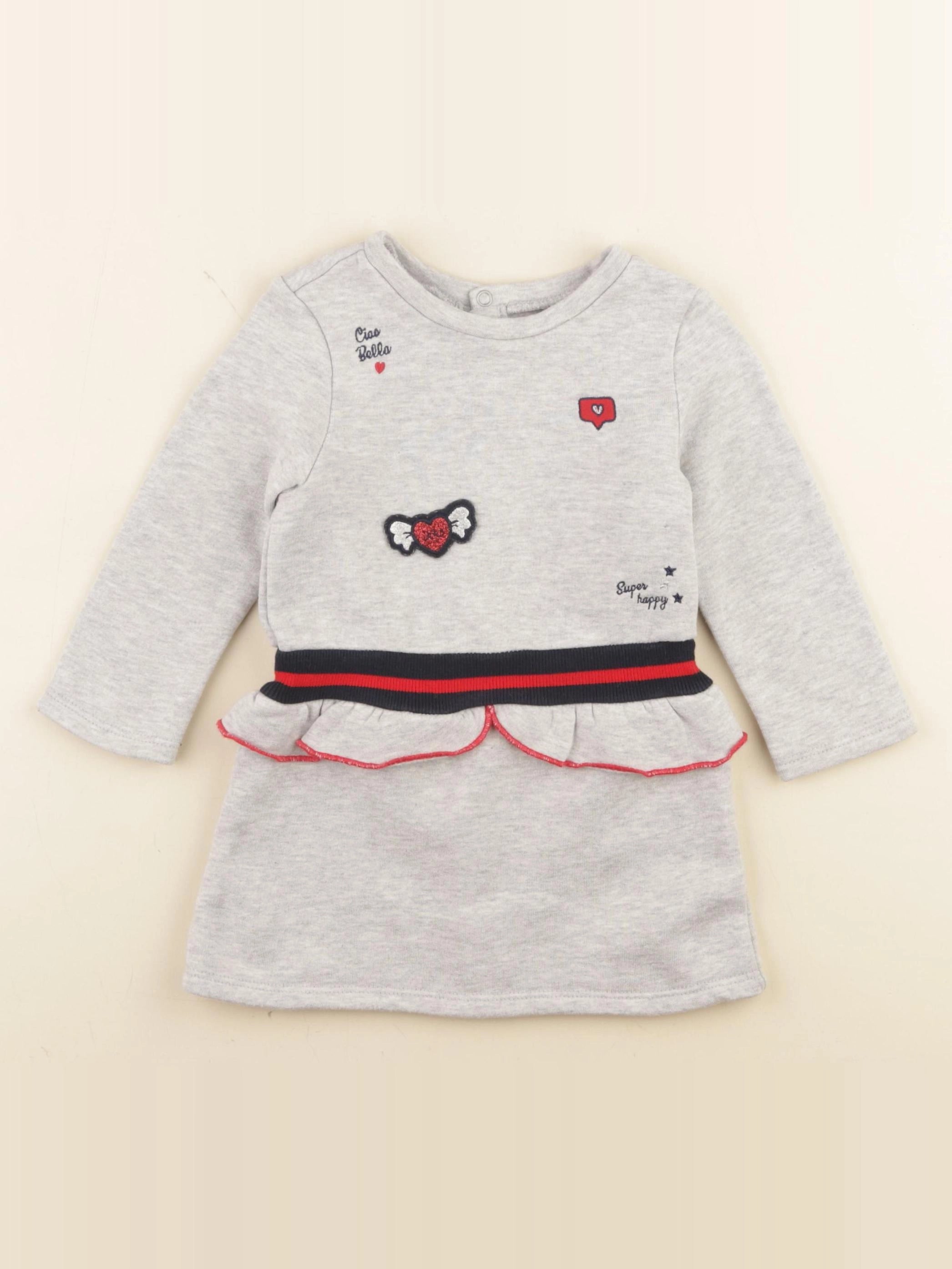 IKKS - robe gris, argent - 18 mois