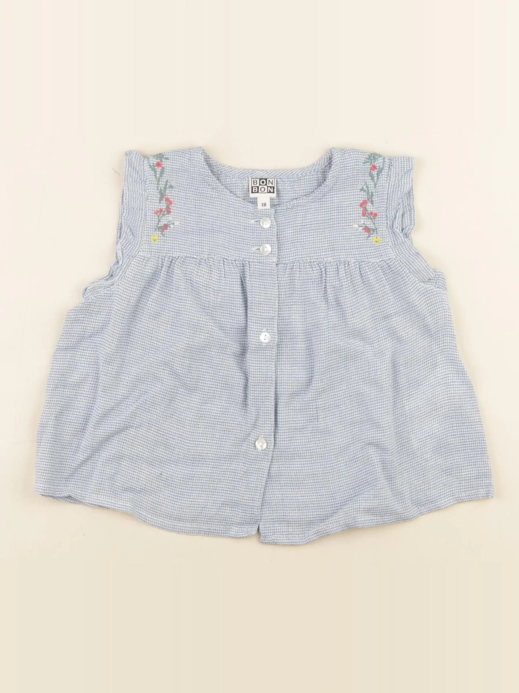 Bonton - blouse bleu - 18 mois