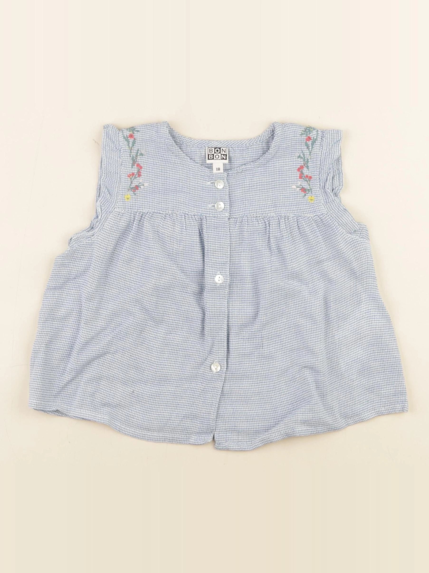 Bonton - blouse bleu - 18 mois