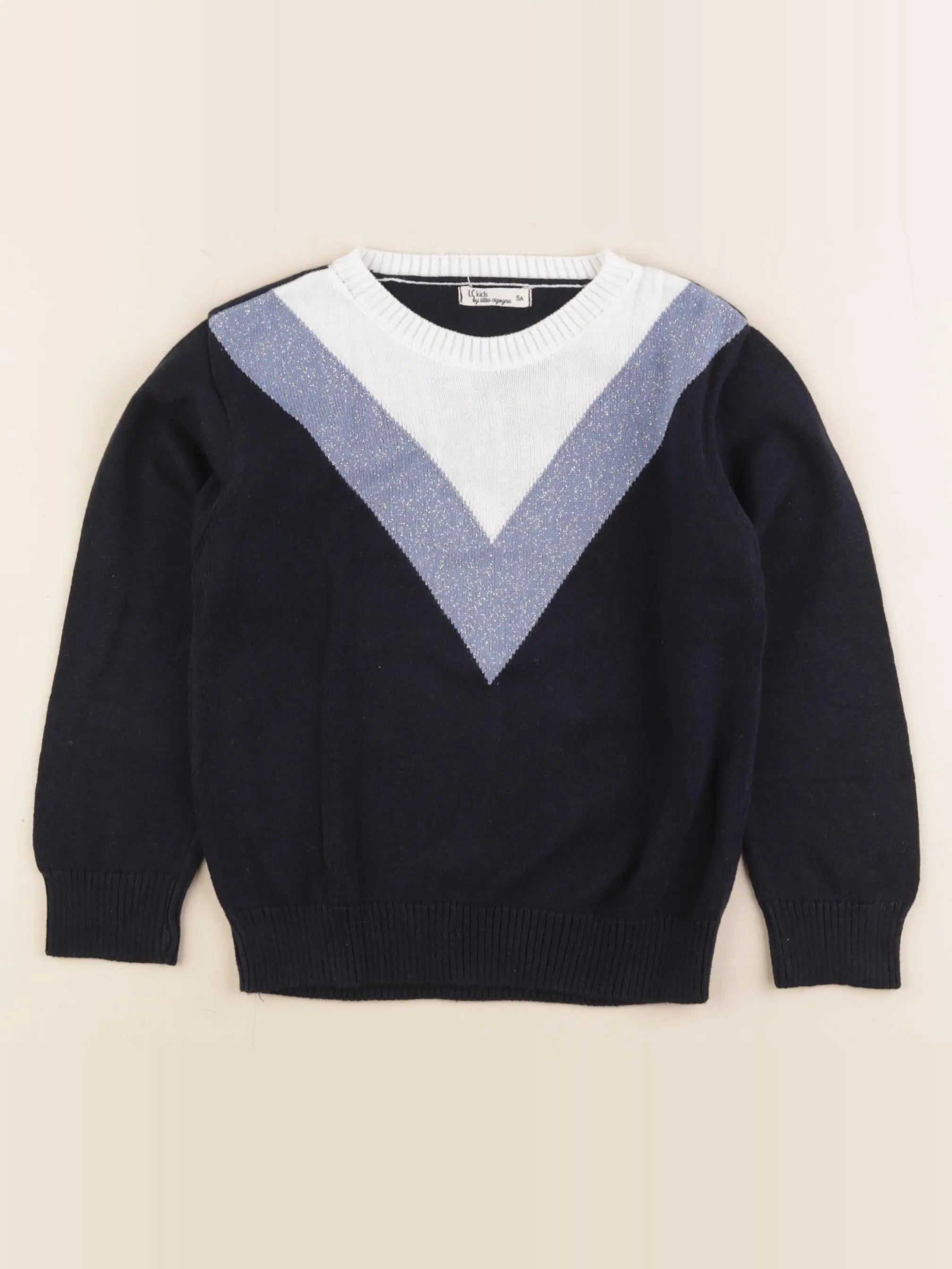 Little Cigogne - pull bleu - 5 ans