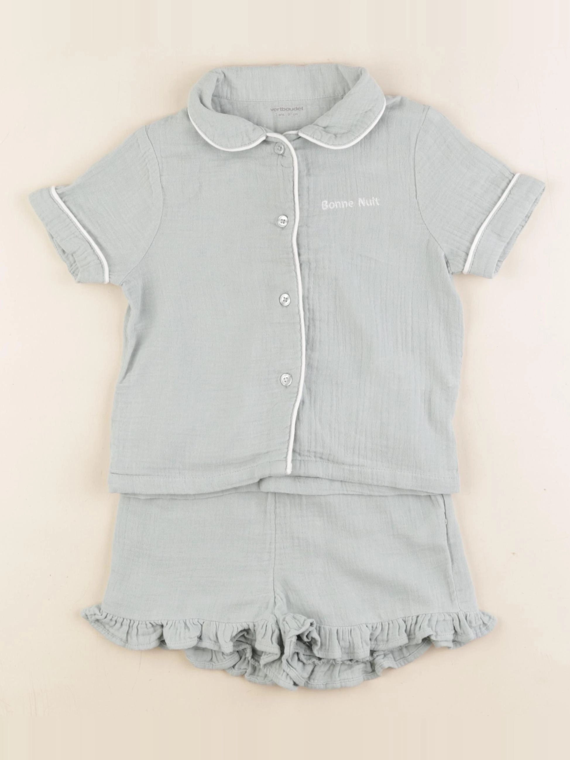 Vertbaudet - pyjama coton vert - 3 ans