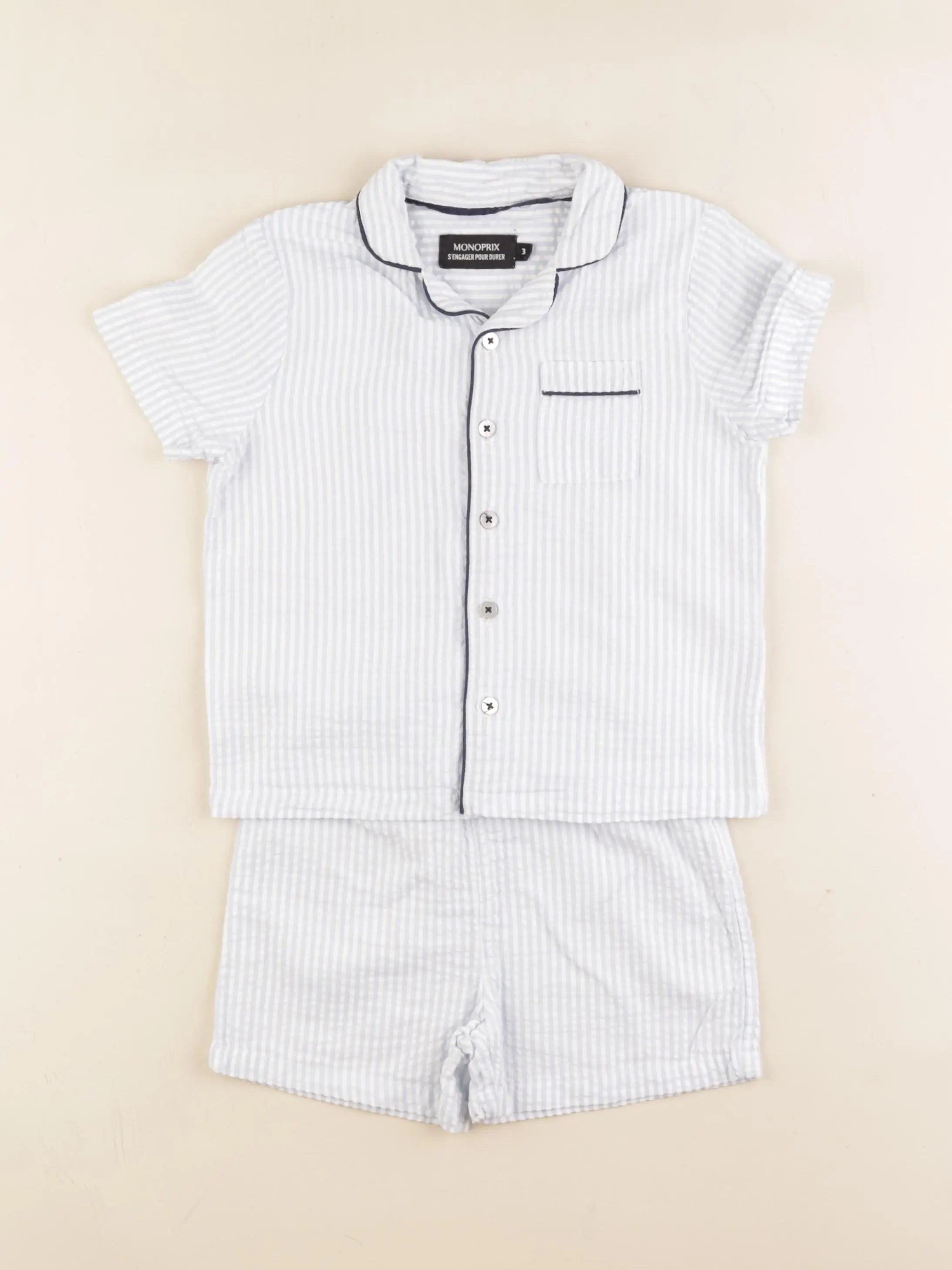 Monoprix - pyjama coton bleu - 3 ans