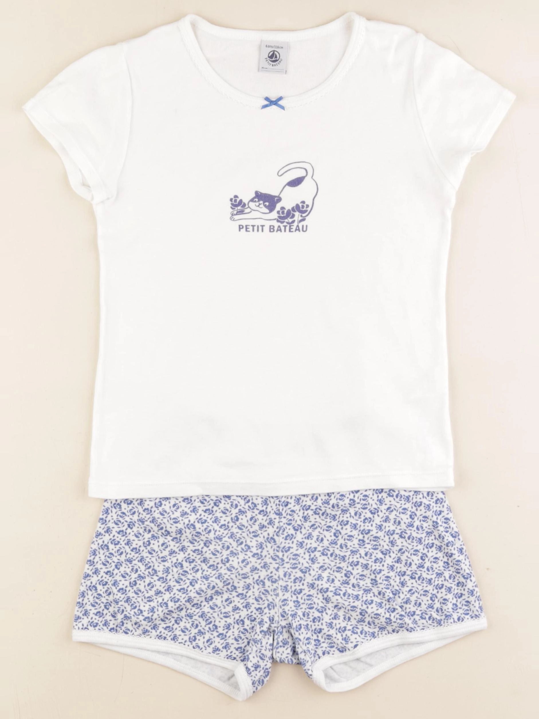Petit Bateau - pyjama coton bleu - 6 ans