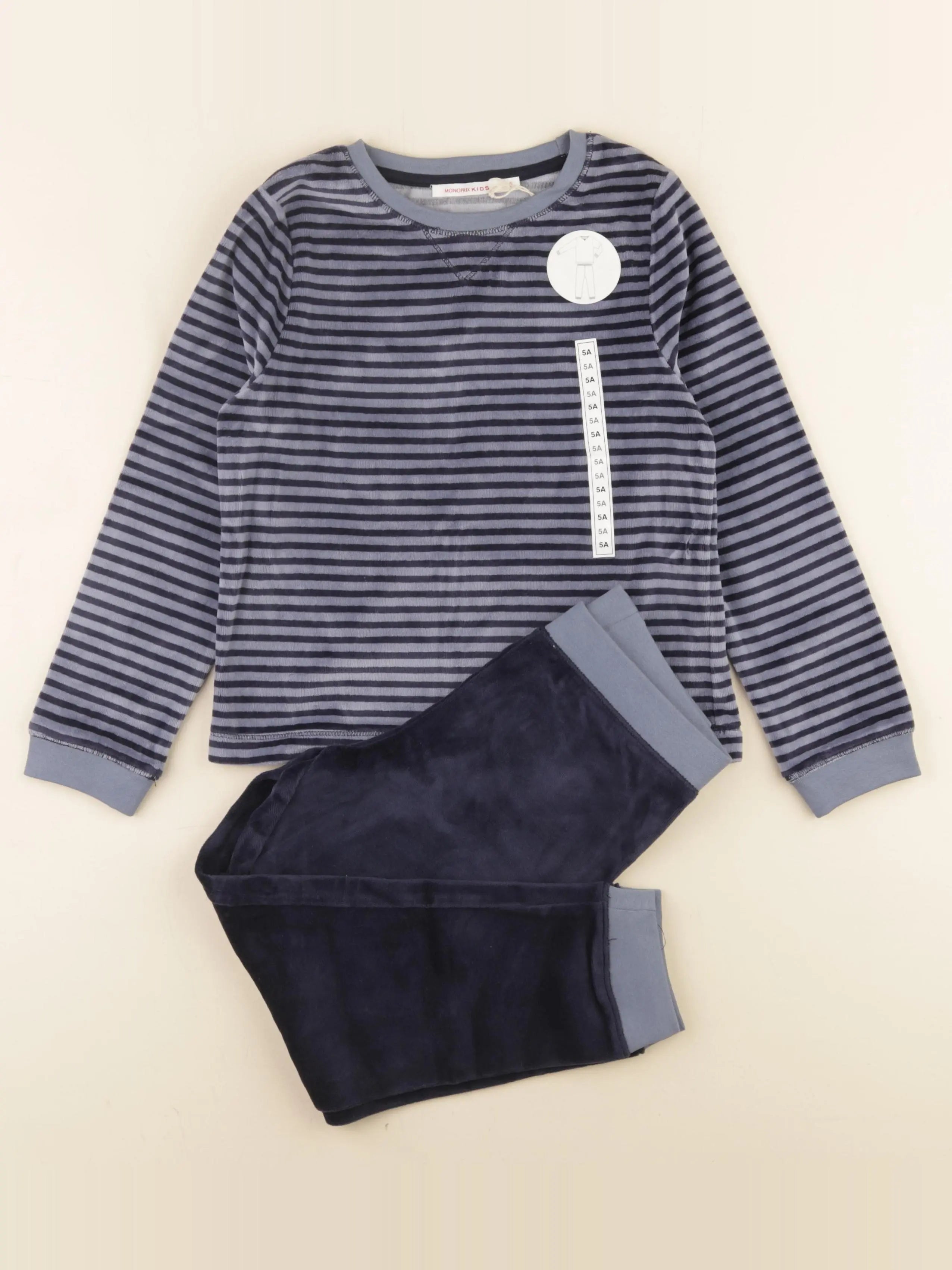 Monoprix - pyjama velours bleu - 5 ans