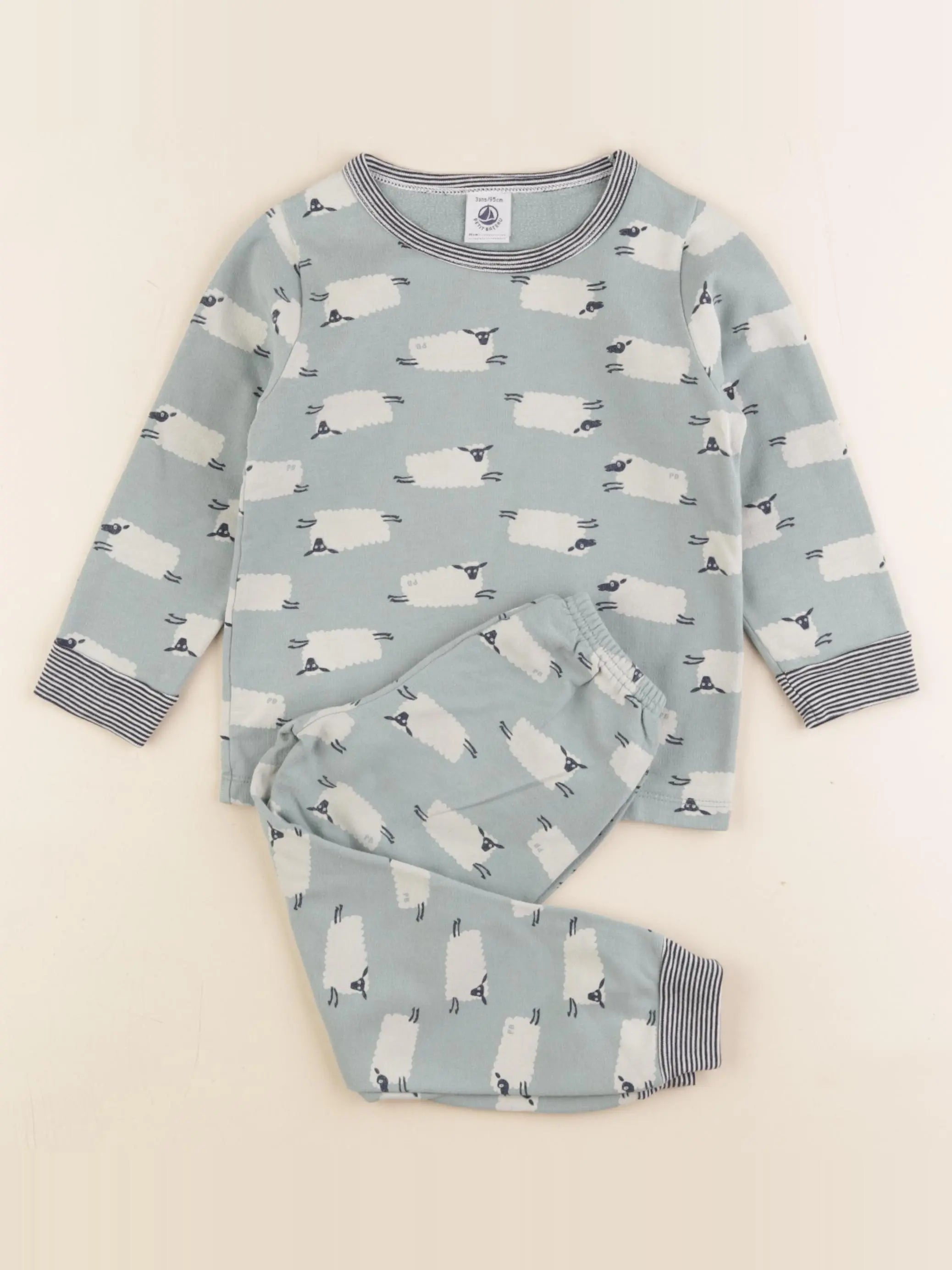 Petit Bateau - pyjama coton vert - 36 mois