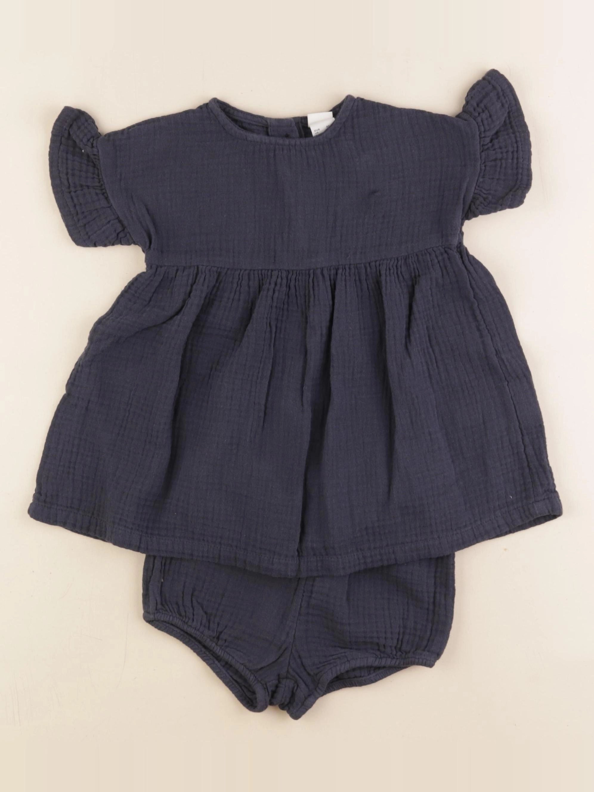 H&M - robe bleu - 9/12 mois