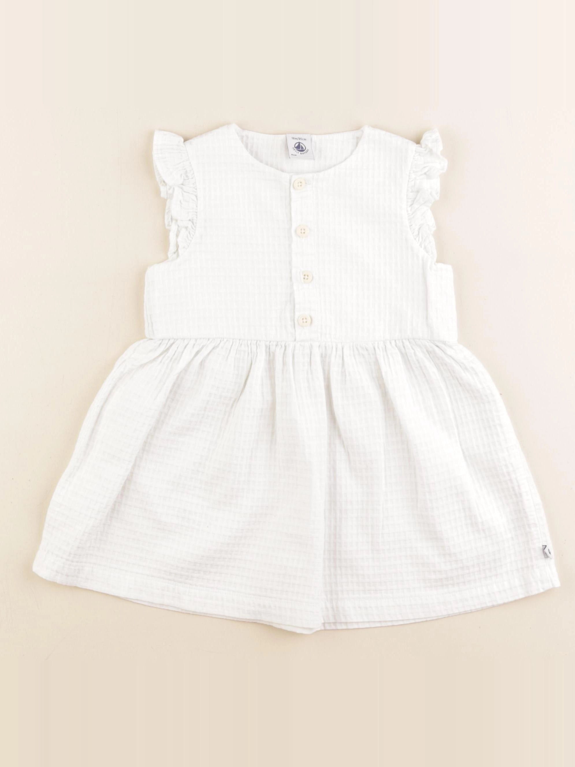 Petit Bateau - robe blanc - 18 mois
