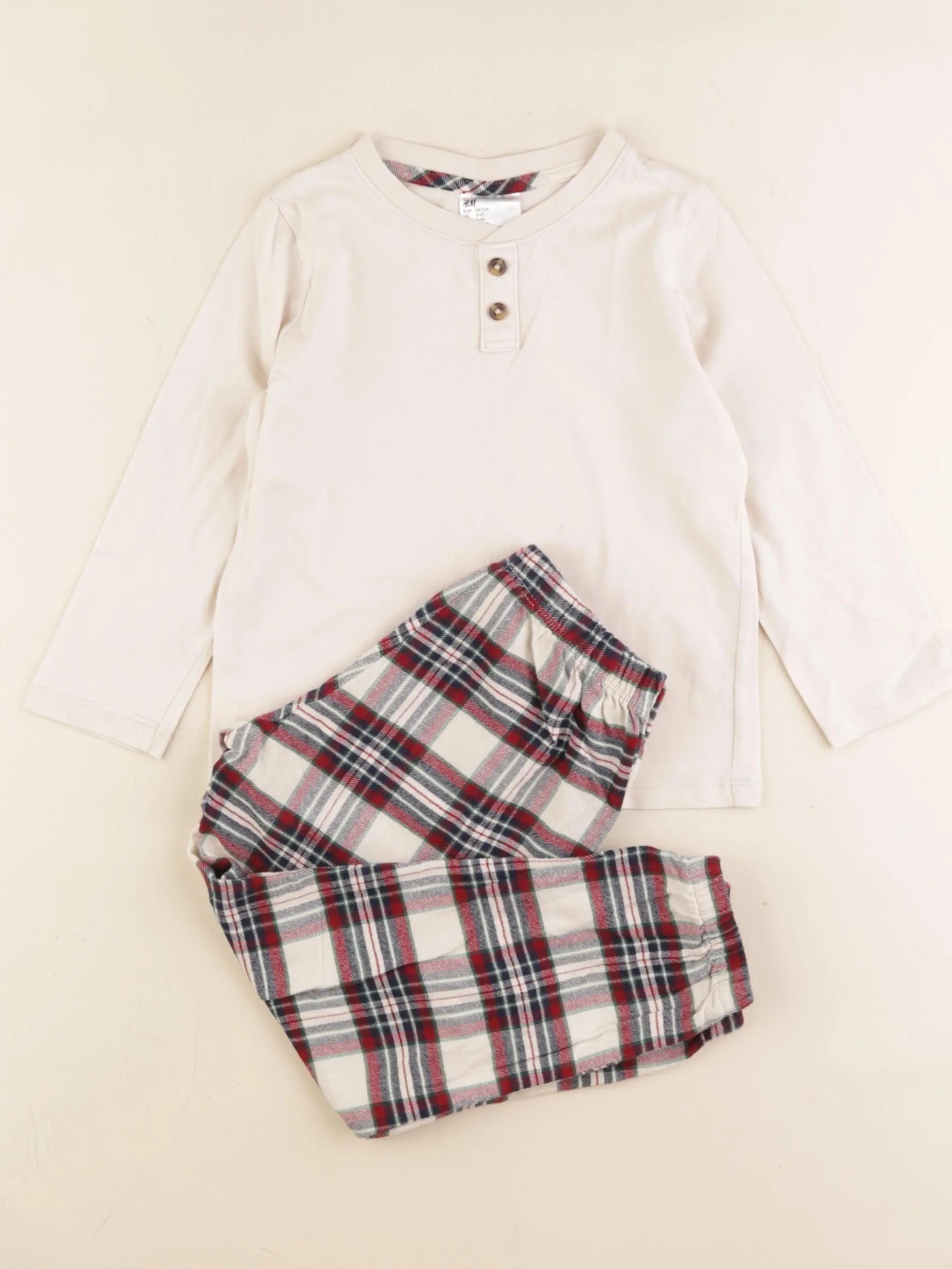 H&M - pyjama coton beige - 3/4 ans