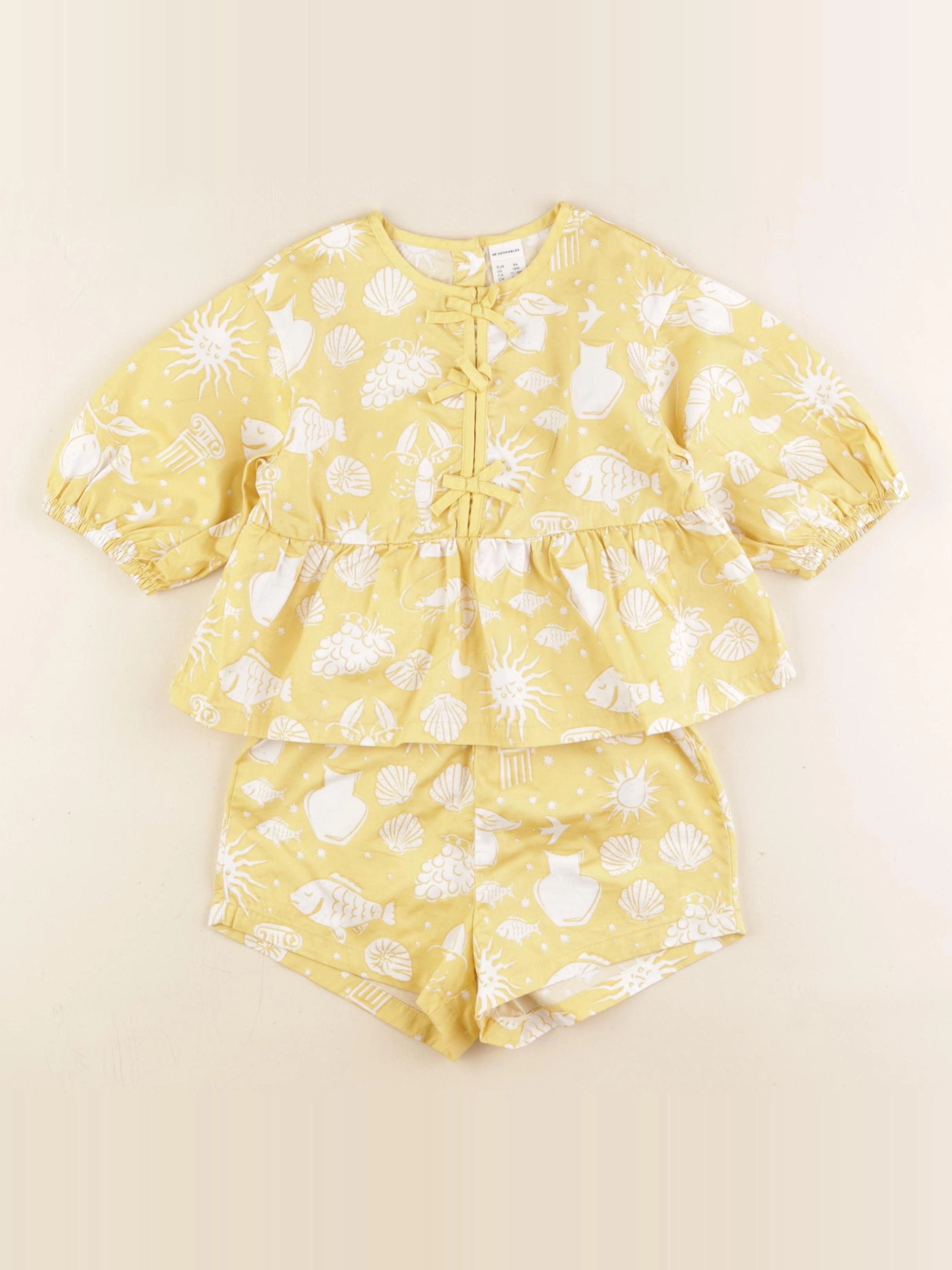 H&M - ensemble jaune - 12/18 mois