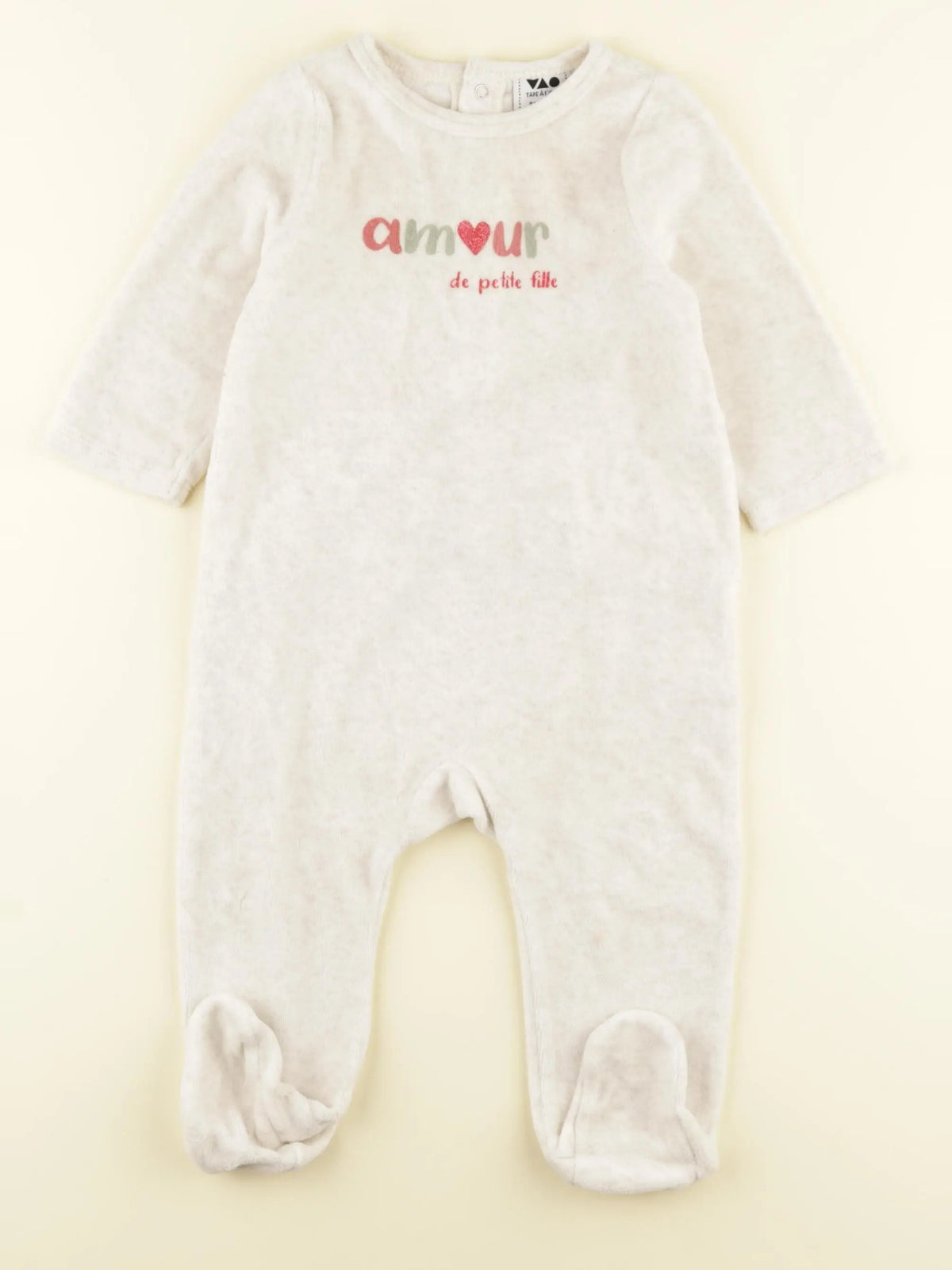 Tape à l'oeil - pyjama velours beige - 9 mois