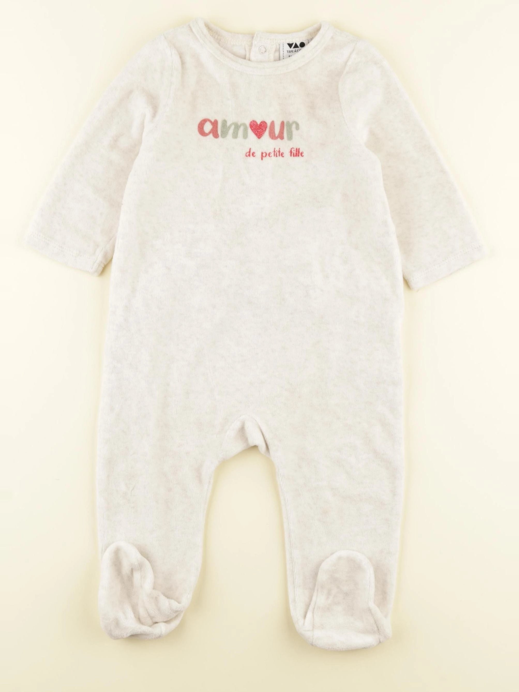 Tape à l'oeil - pyjama velours beige - 9 mois