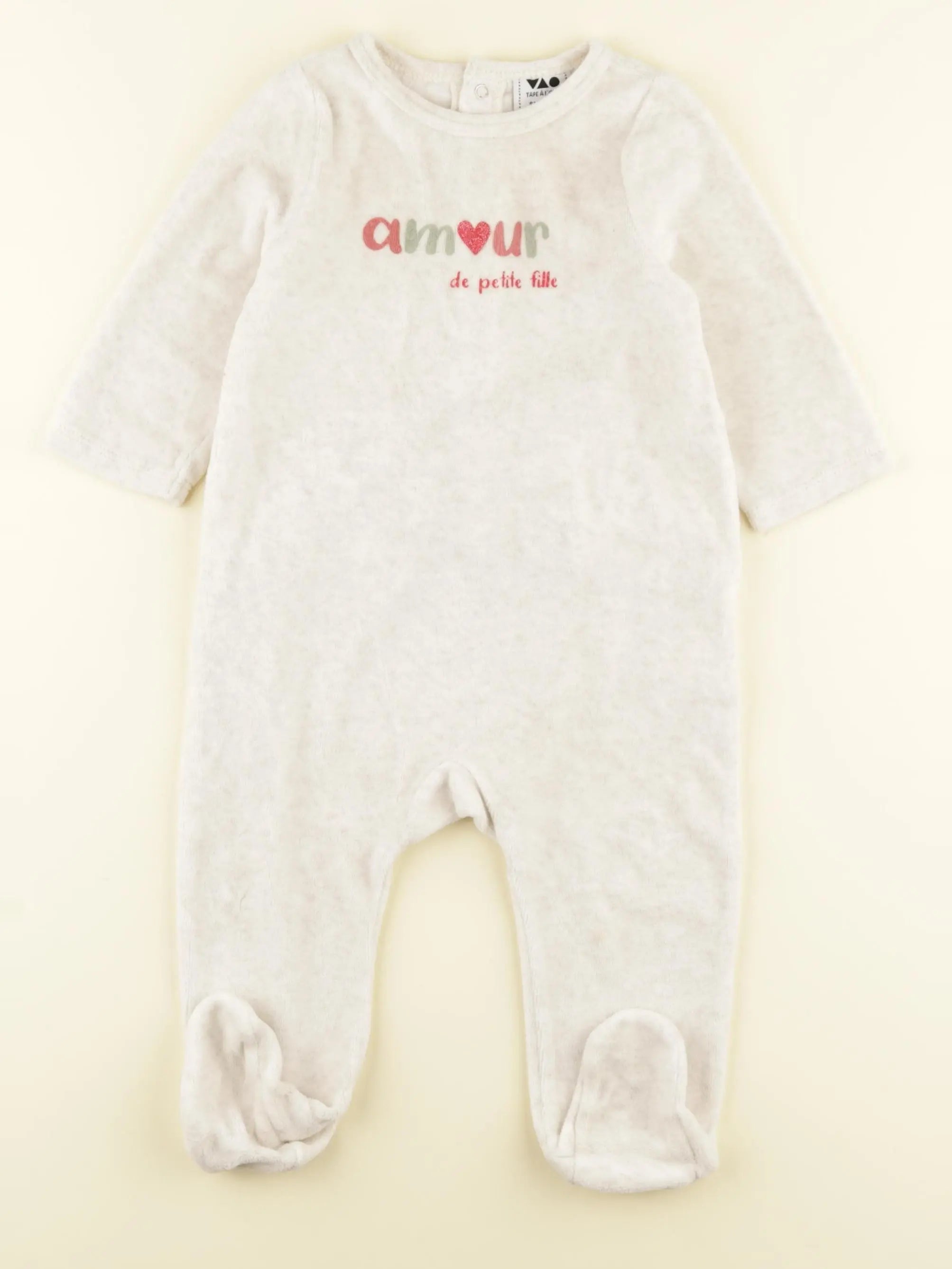 Tape à l'oeil - pyjama velours beige - 9 mois