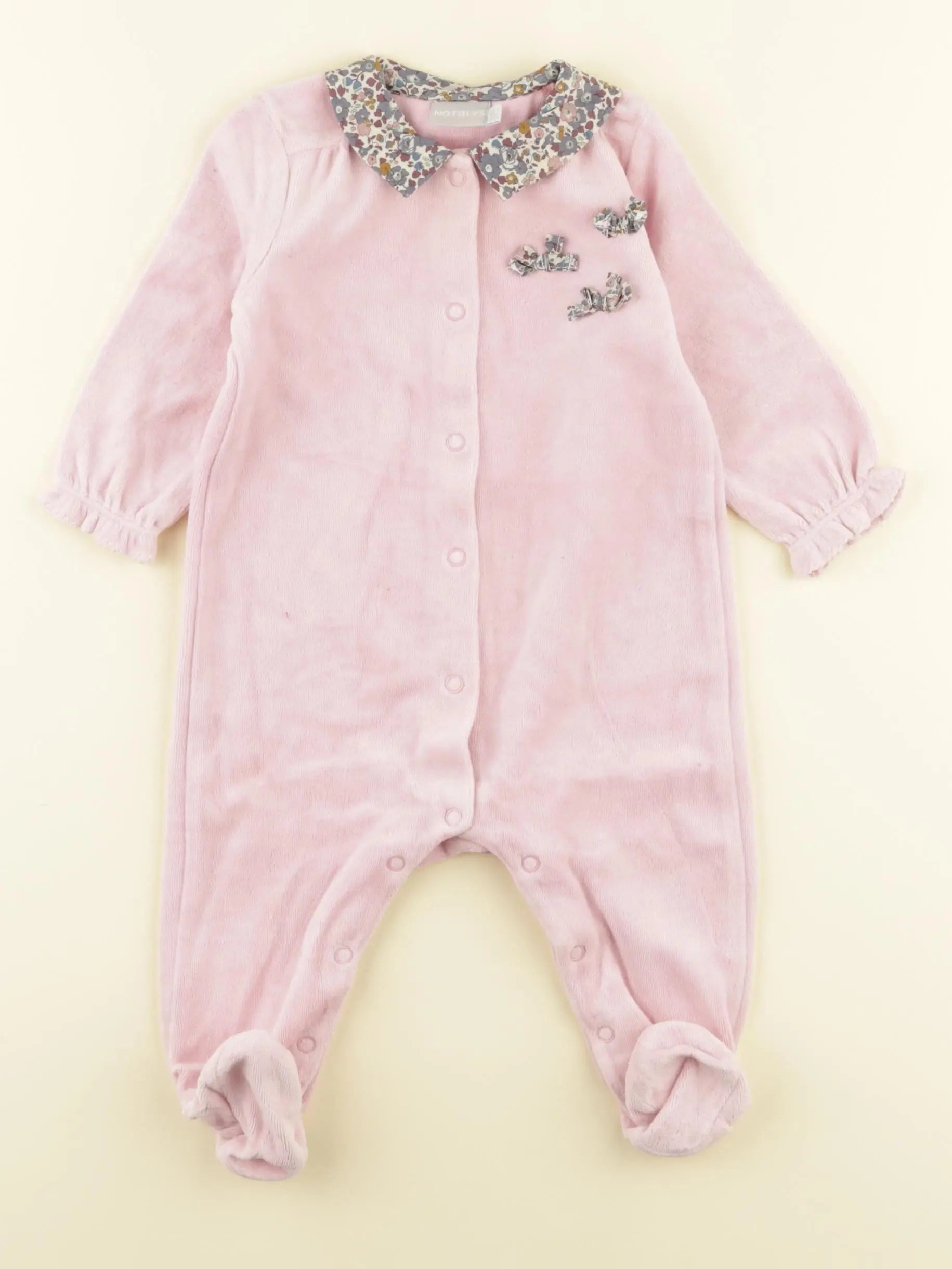 Natalys - pyjama velours rose - 6 mois