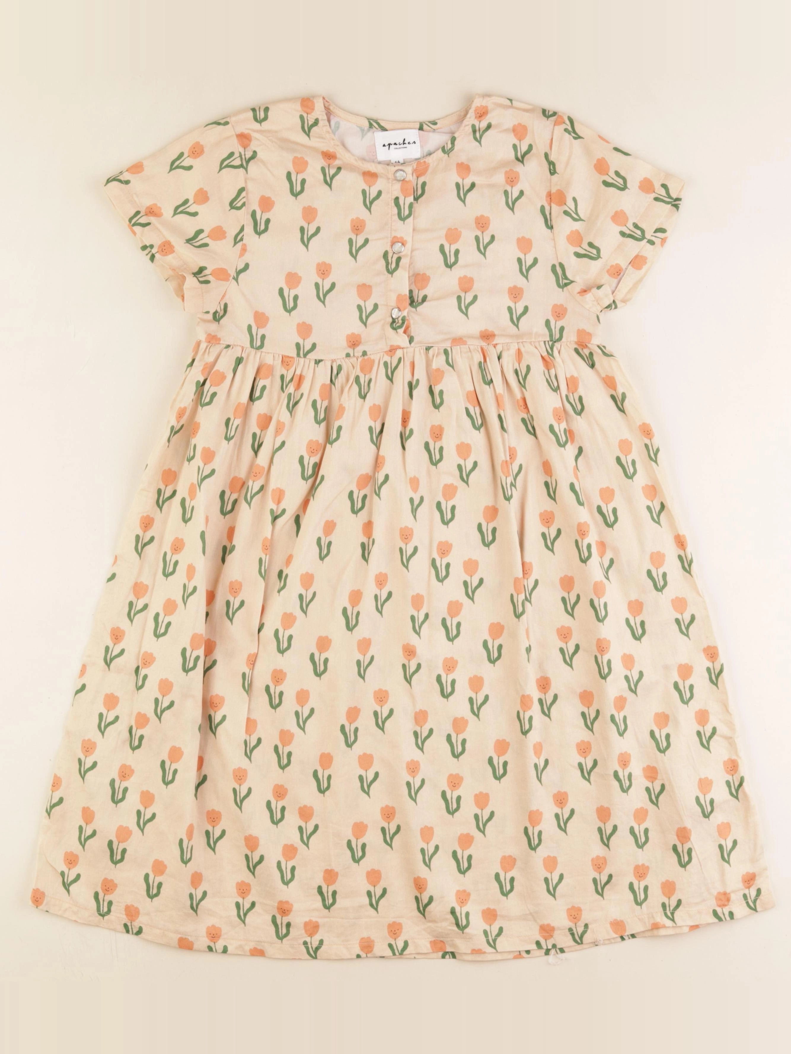 Apaches Collections - robe blanc, orange - 4 ans