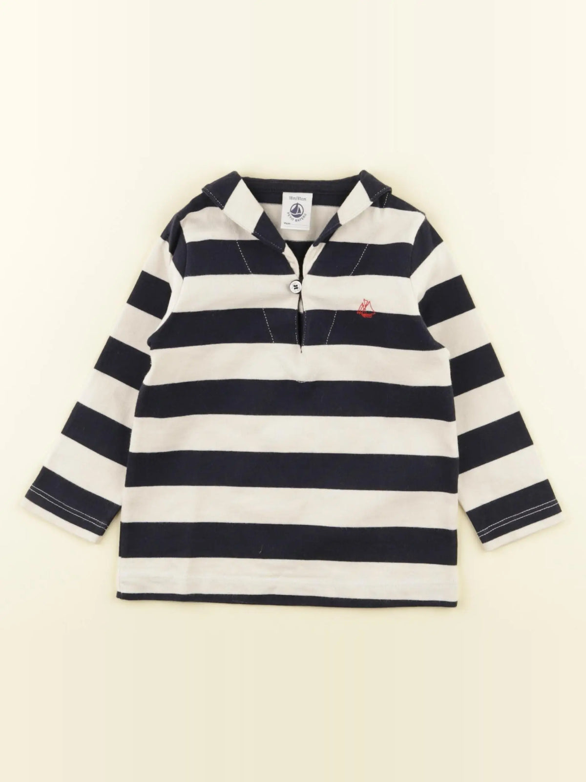 Petit Bateau - robe blanc, bleu - 18 mois