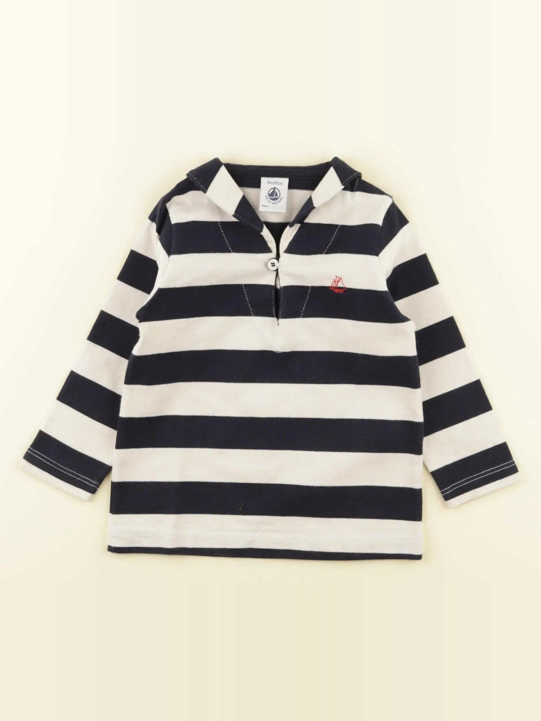 Petit Bateau - robe blanc, bleu - 18 mois