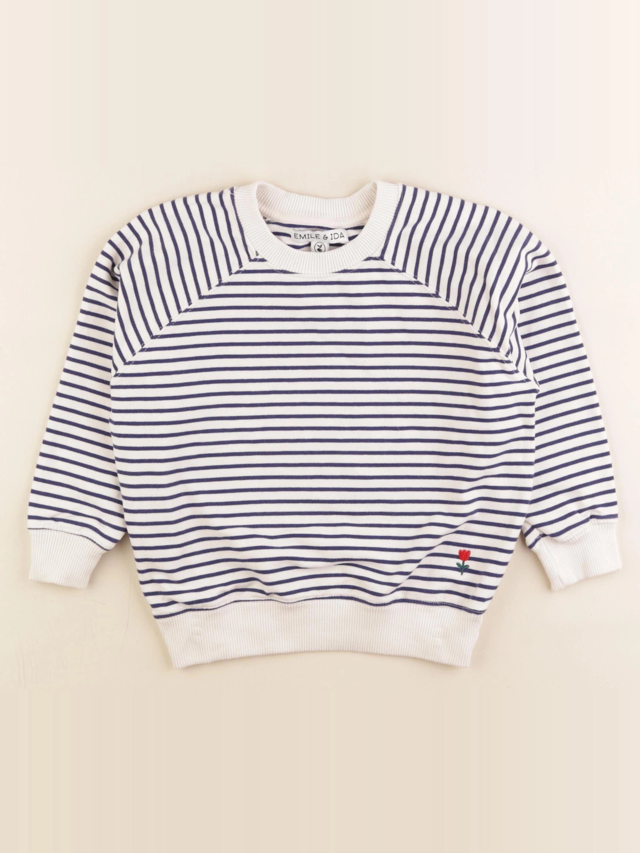 Emile et Ida - sweat blanc, bleu - 6 ans