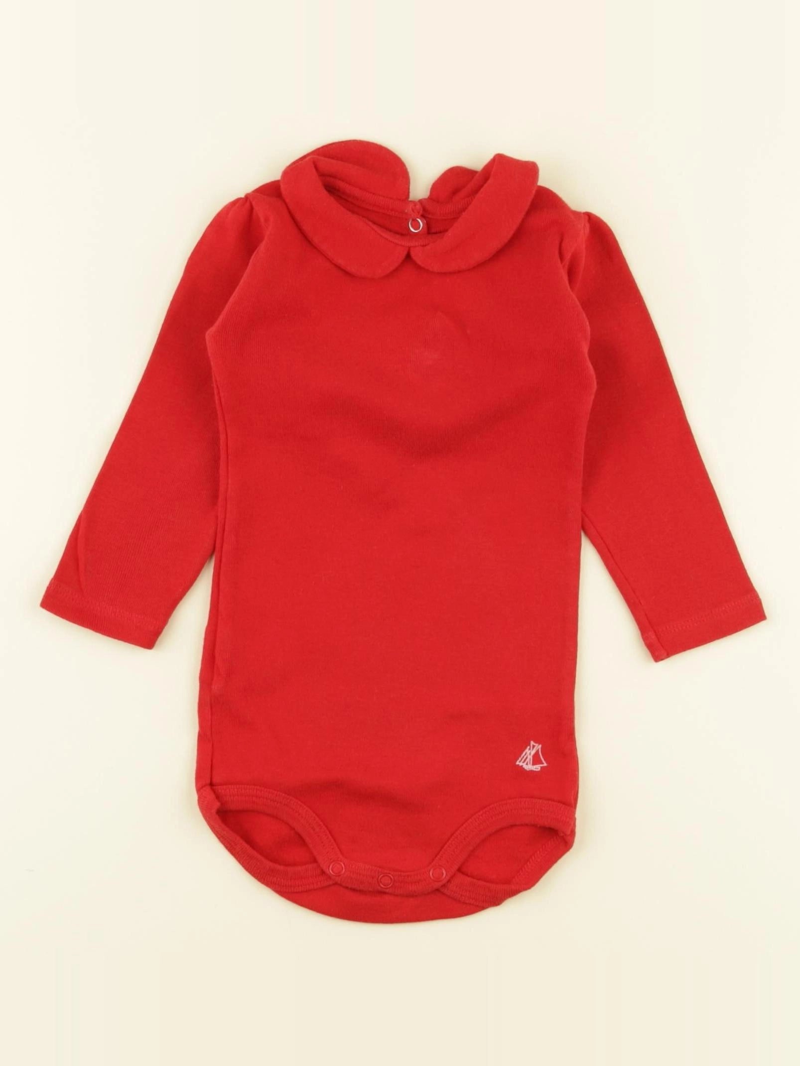 Petit Bateau - body à col rouge - 6 mois