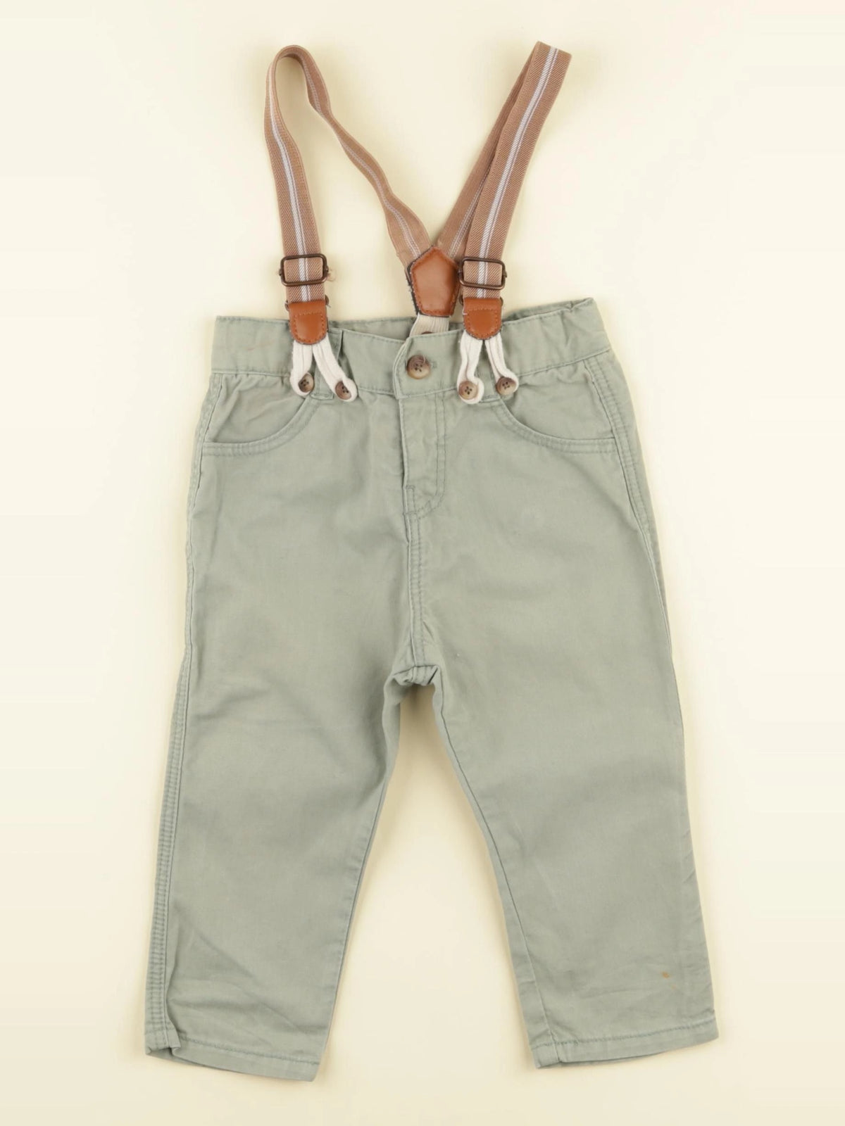 Vertbaudet - pantalon vert - 9 mois