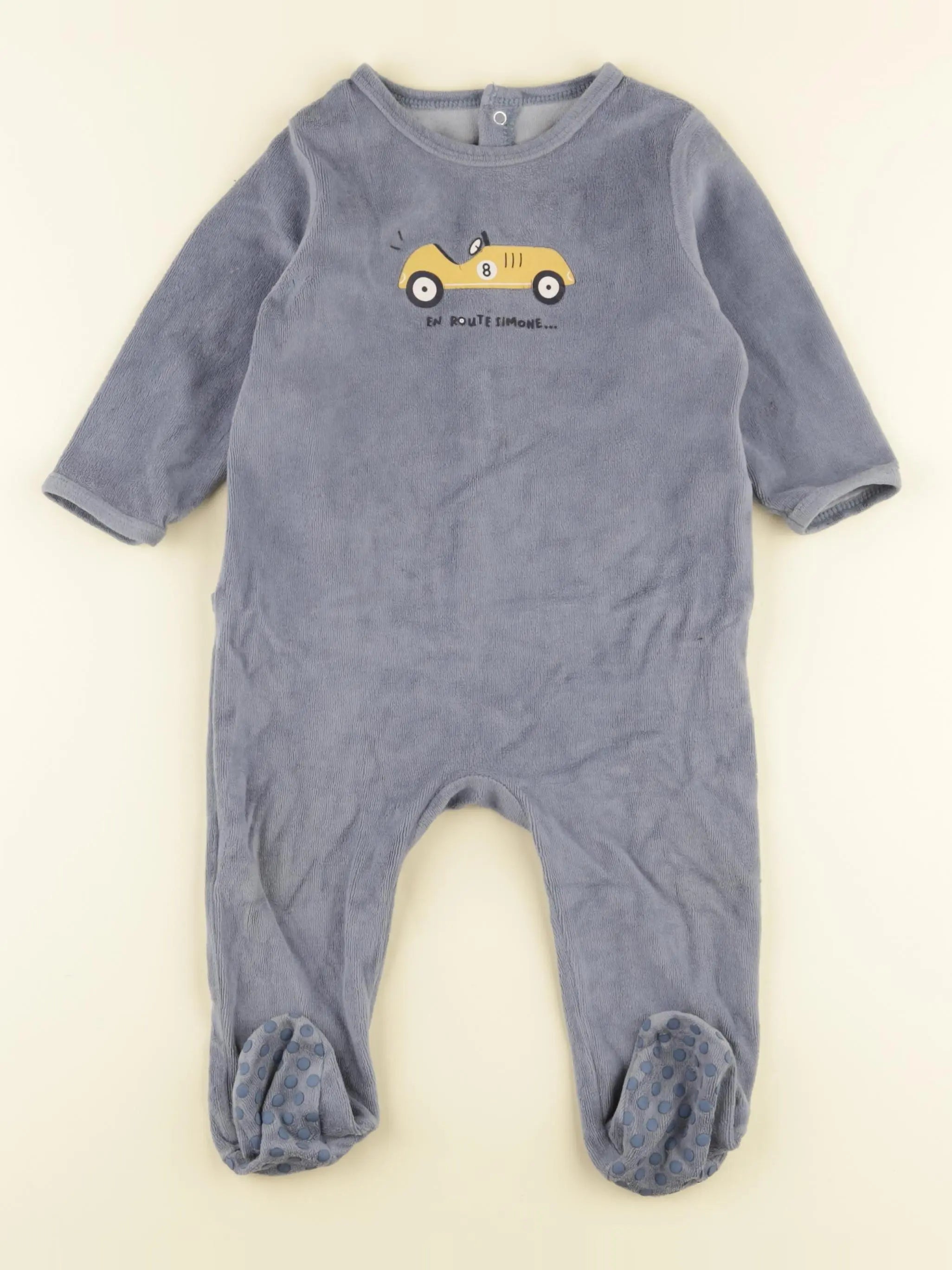 Vertbaudet - pyjama velours bleu - 9/12 mois