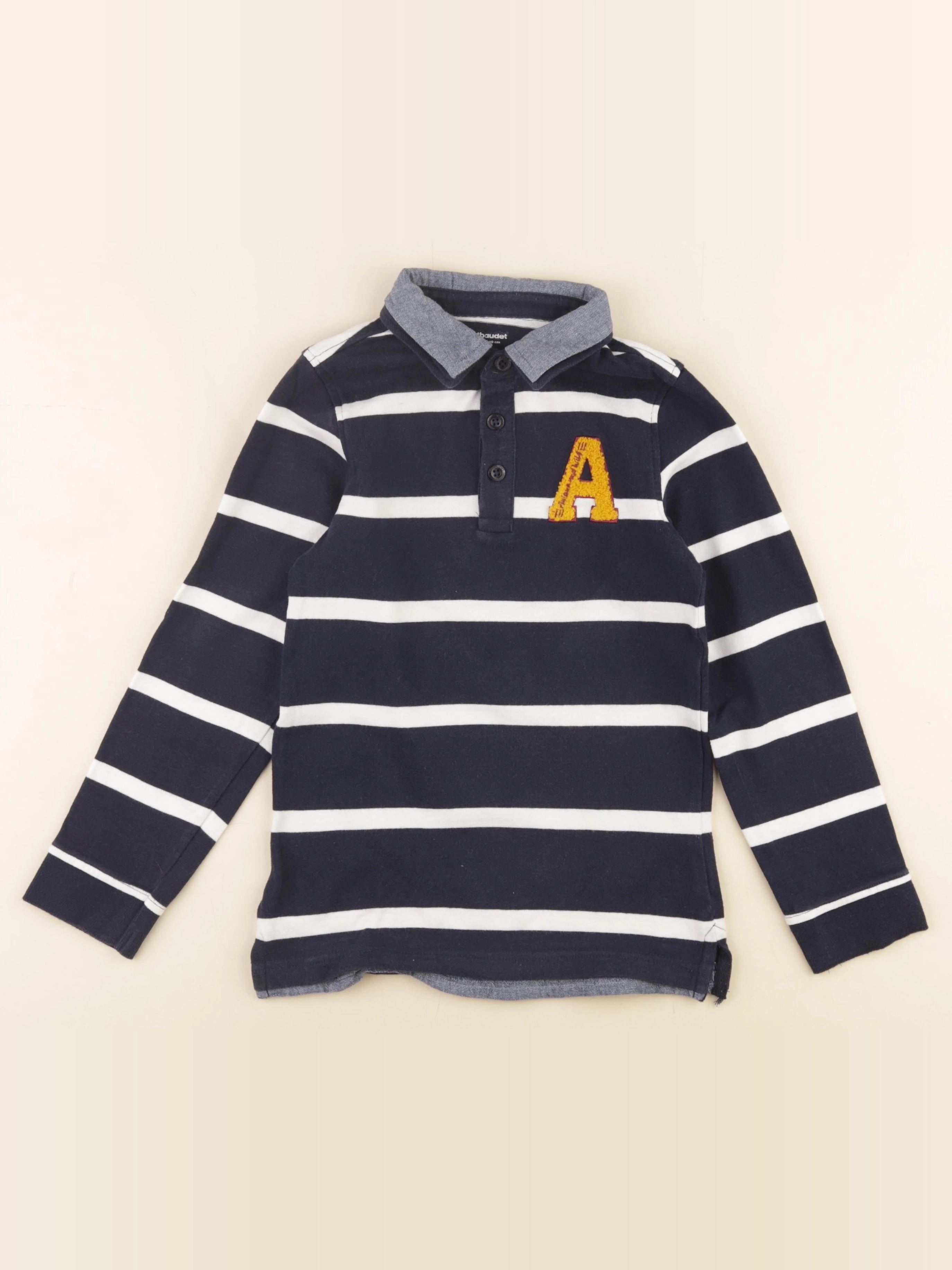Vertbaudet - polo blanc, bleu - 10 ans