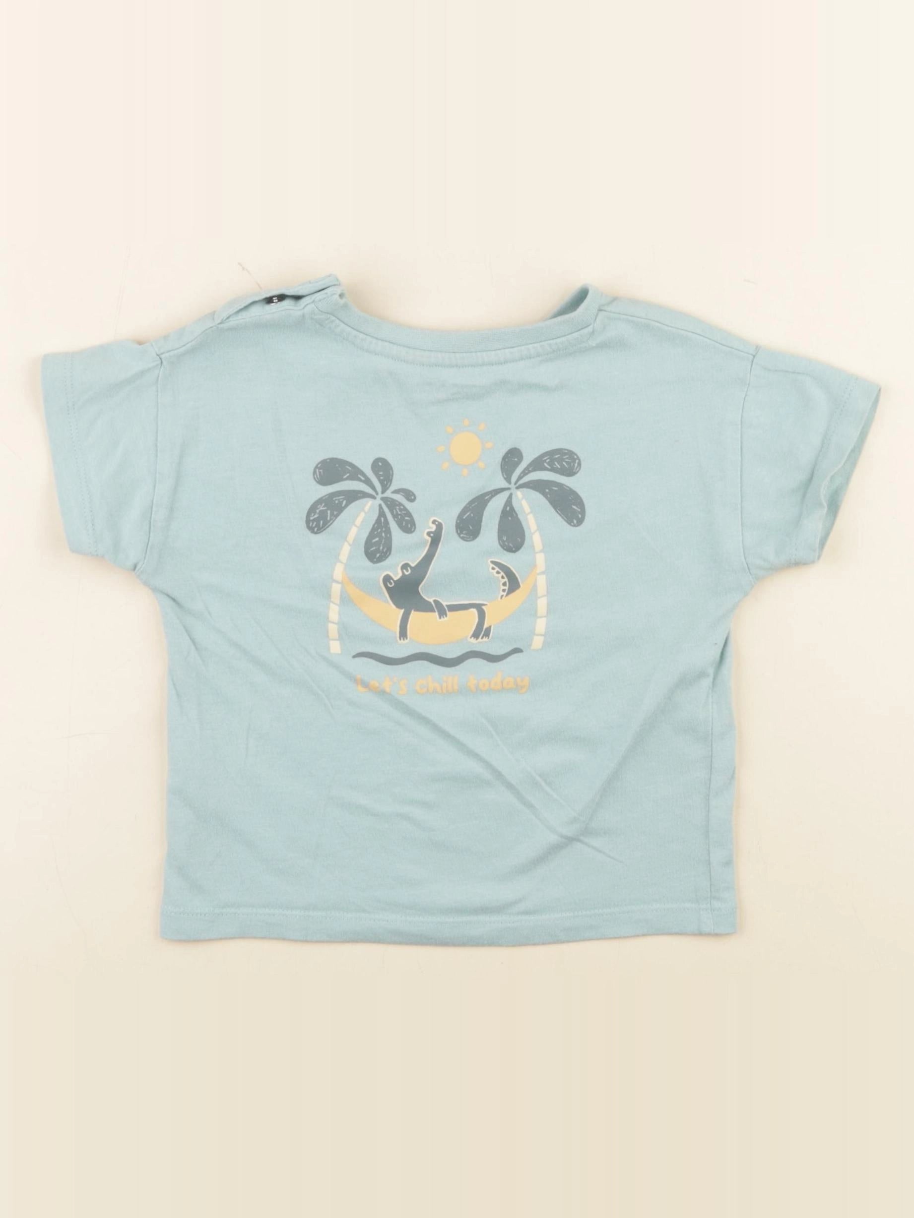 Vertbaudet - tee-shirt imprimé au dos bleu - 2 ans