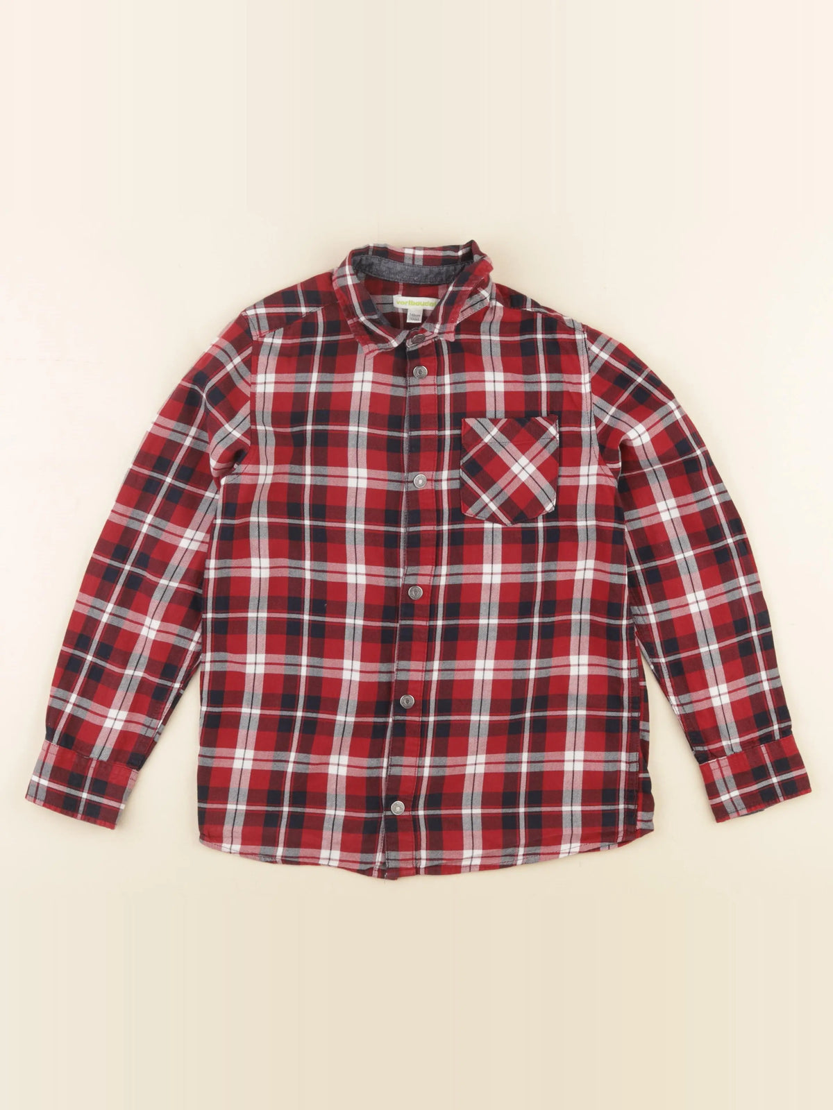 Vertbaudet - chemise imprimé au dos bleu, rouge - 10 ans