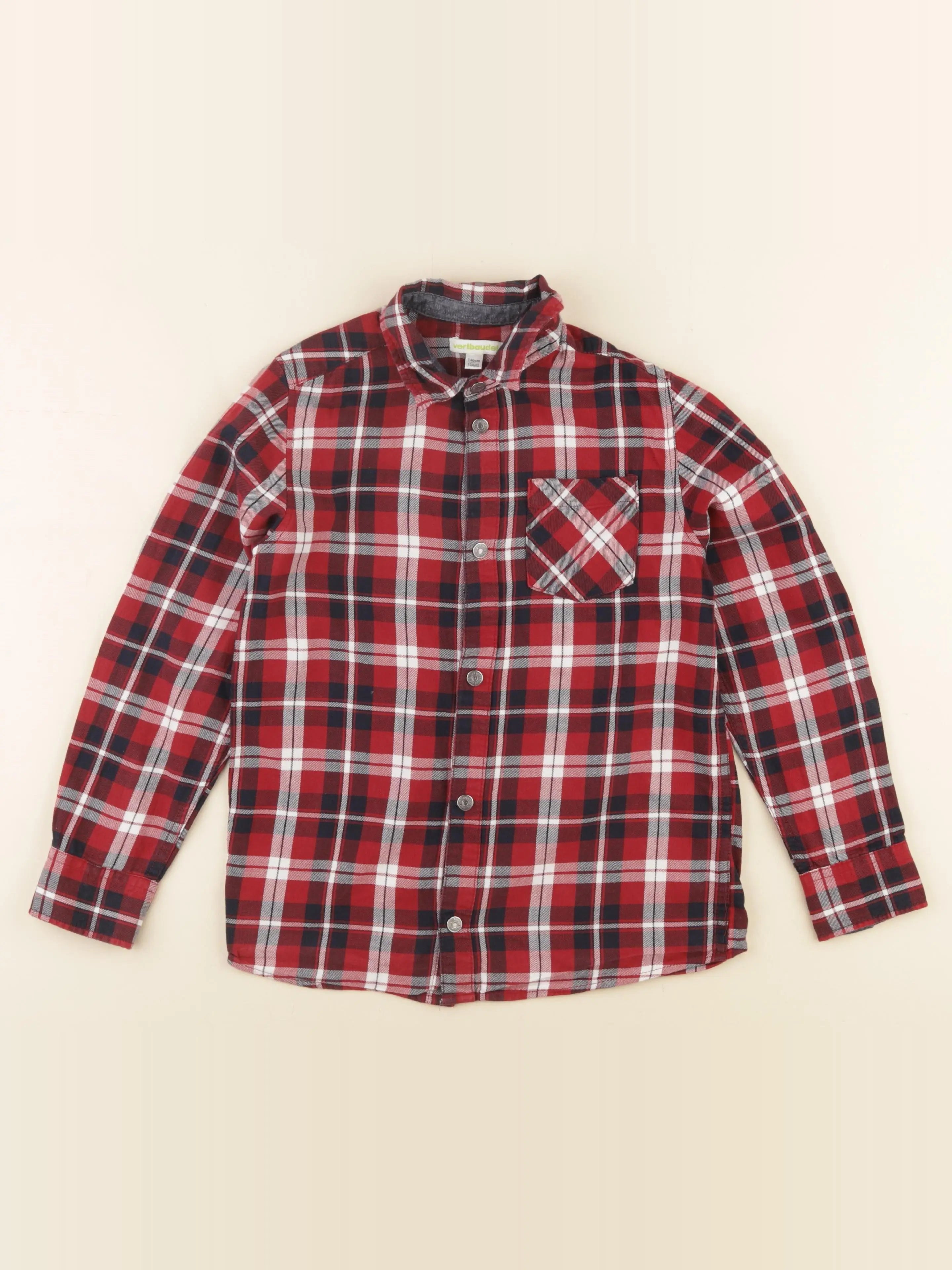 Vertbaudet - chemise imprimé au dos bleu, rouge - 10 ans