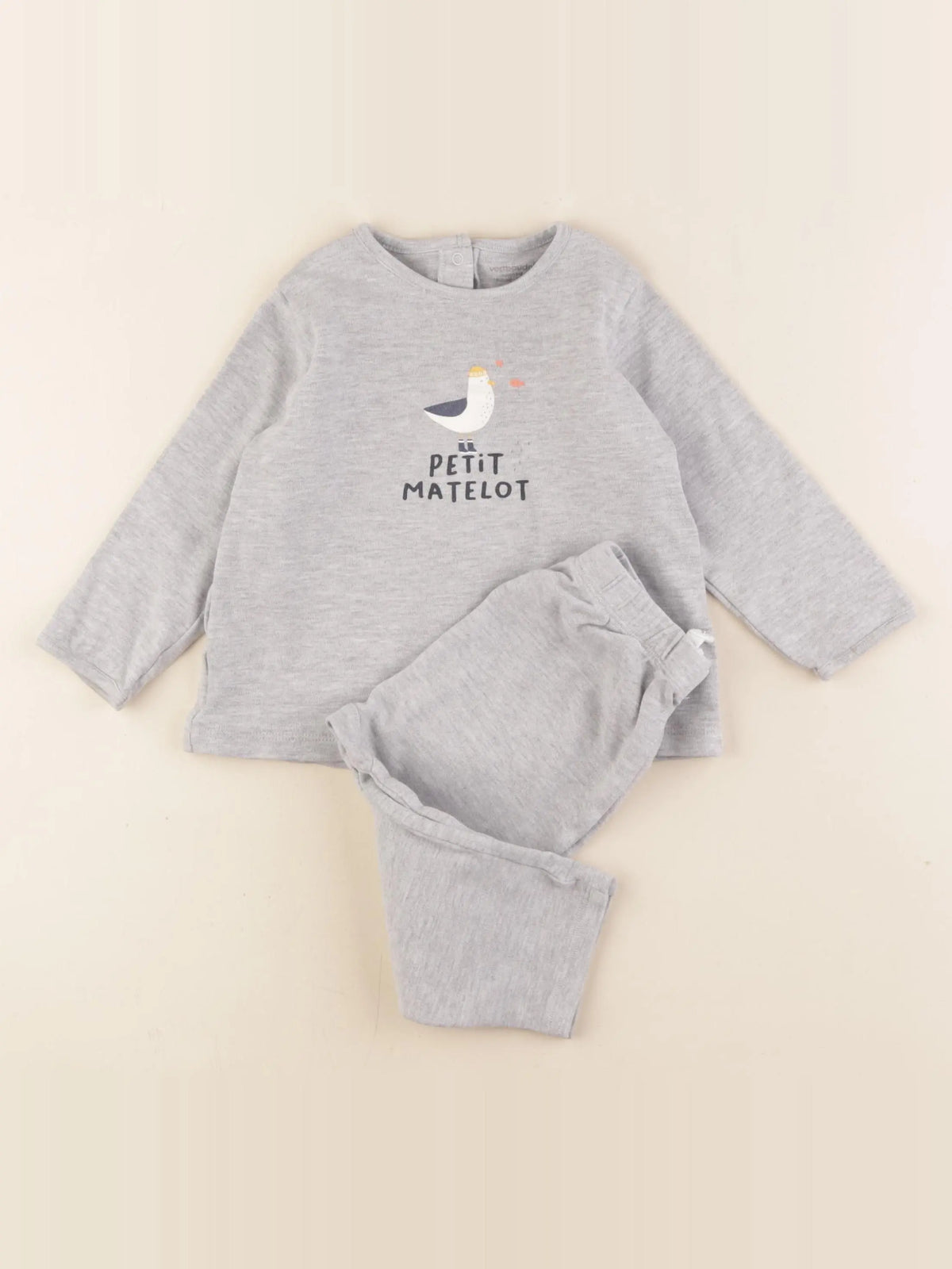 Vertbaudet - pyjama coton gris - 18 mois