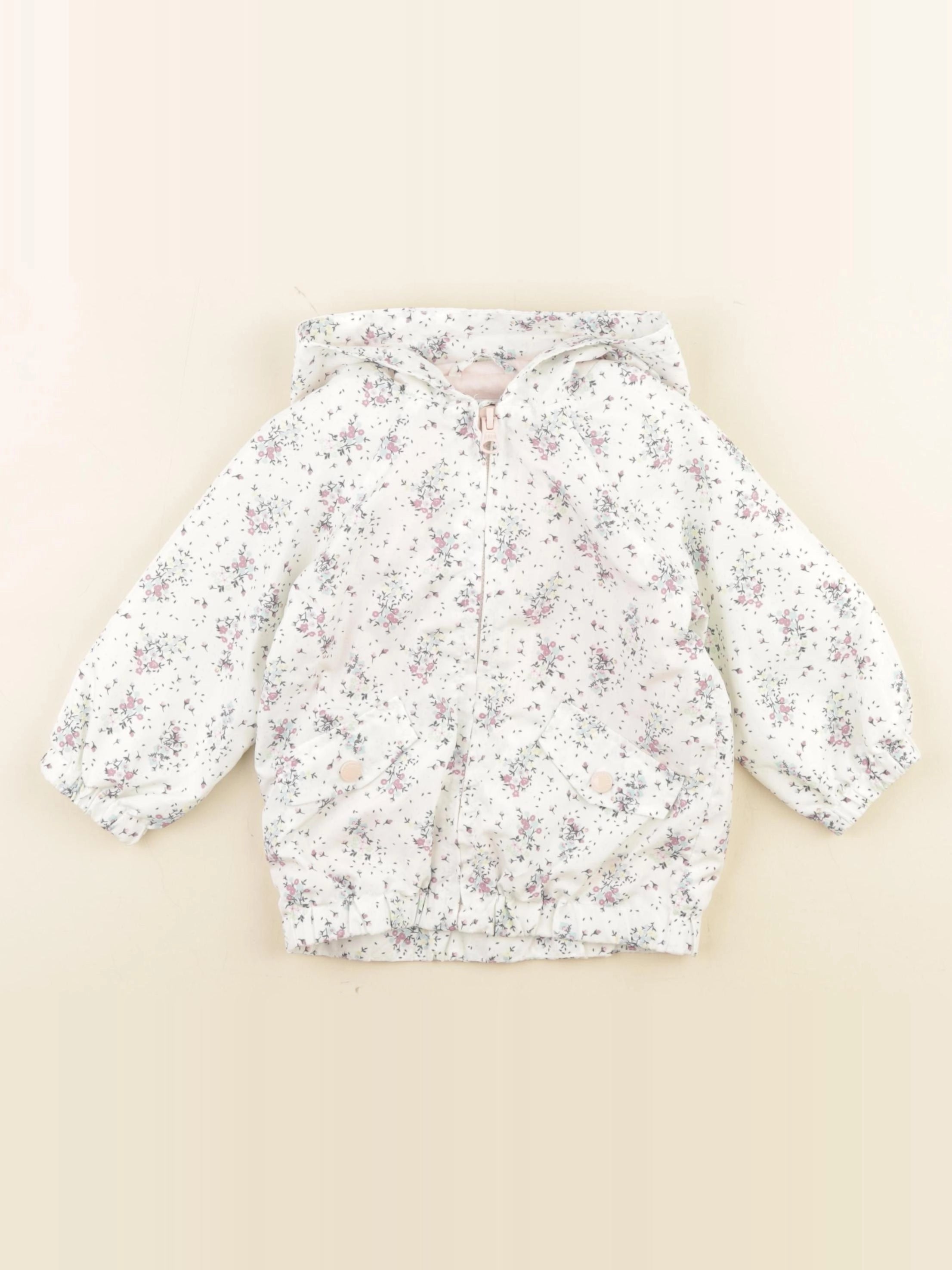 Vertbaudet - coupe-vent blanc, rose - 12 mois