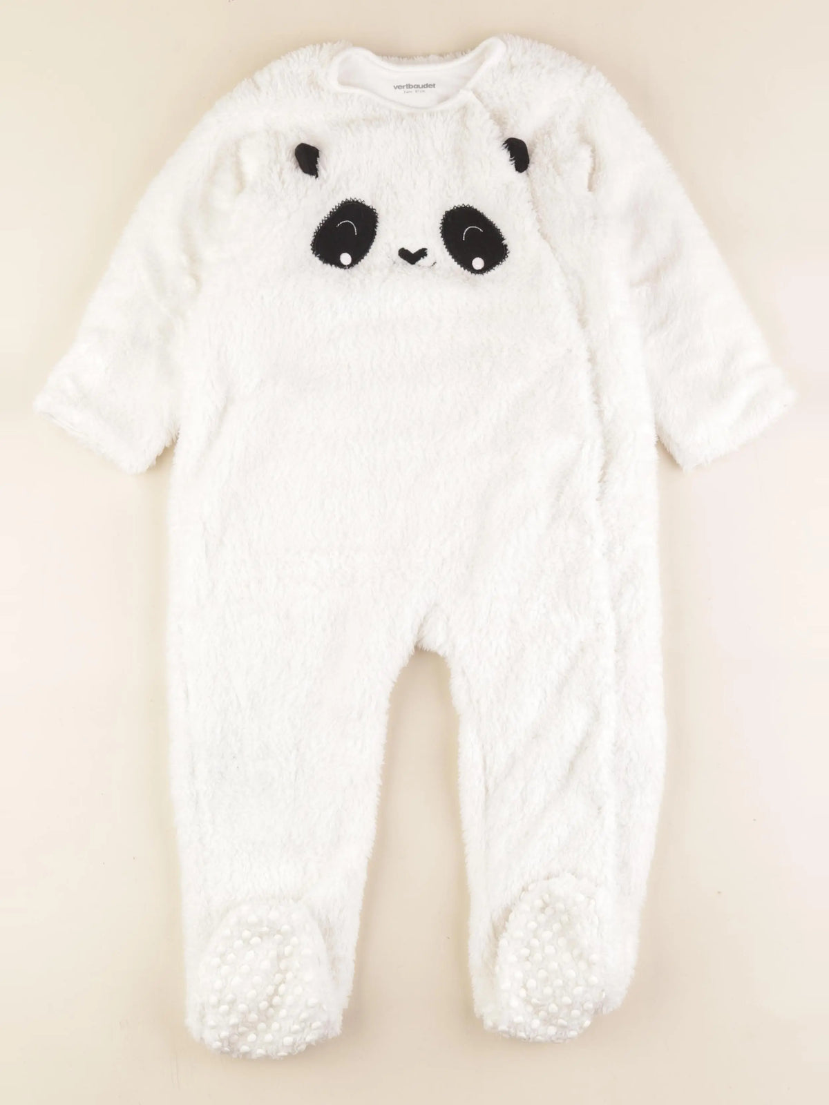 Vertbaudet - pyjama velours marron, blanc - 3 ans