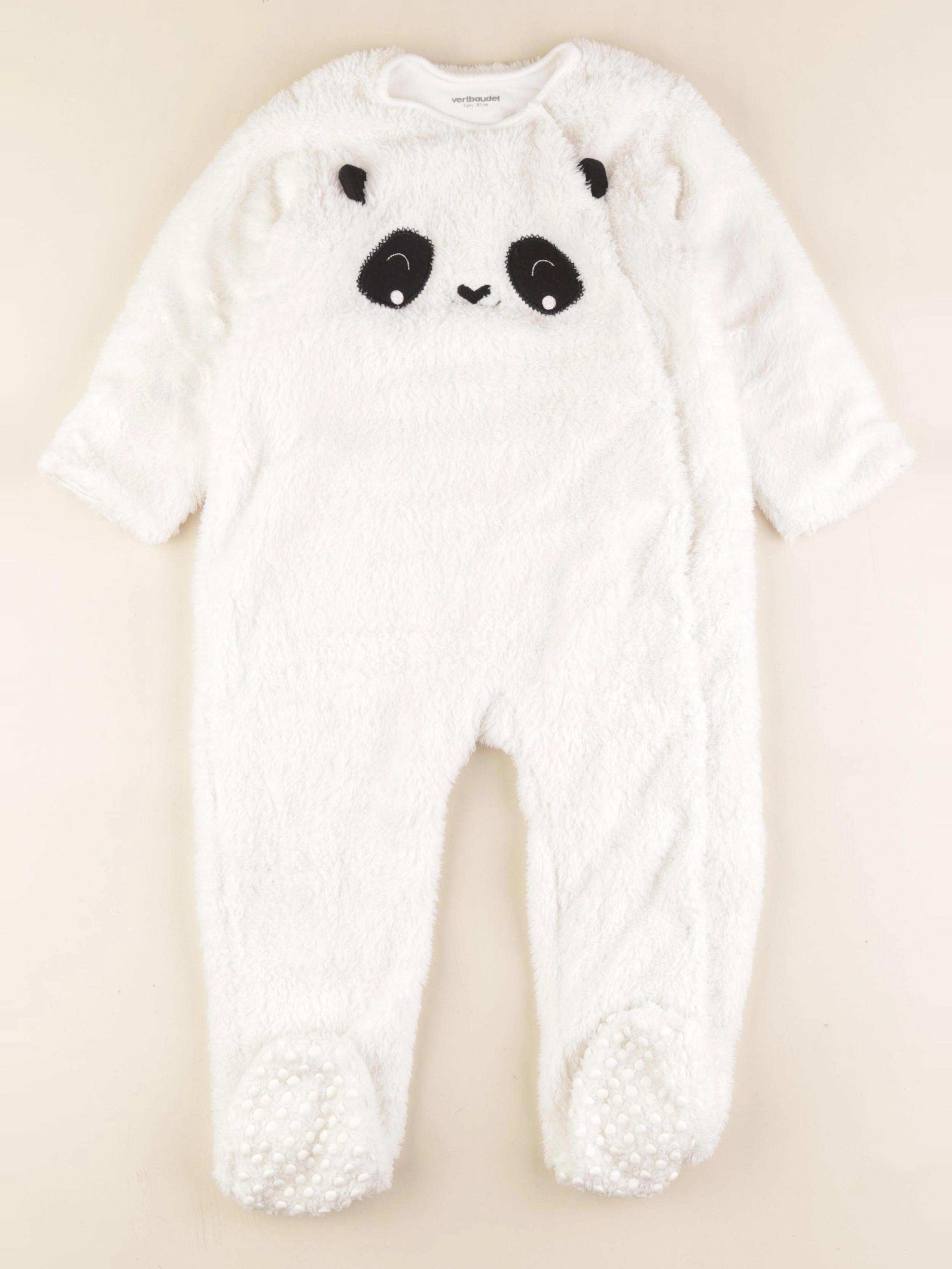 Vertbaudet - pyjama velours marron, blanc - 3 ans