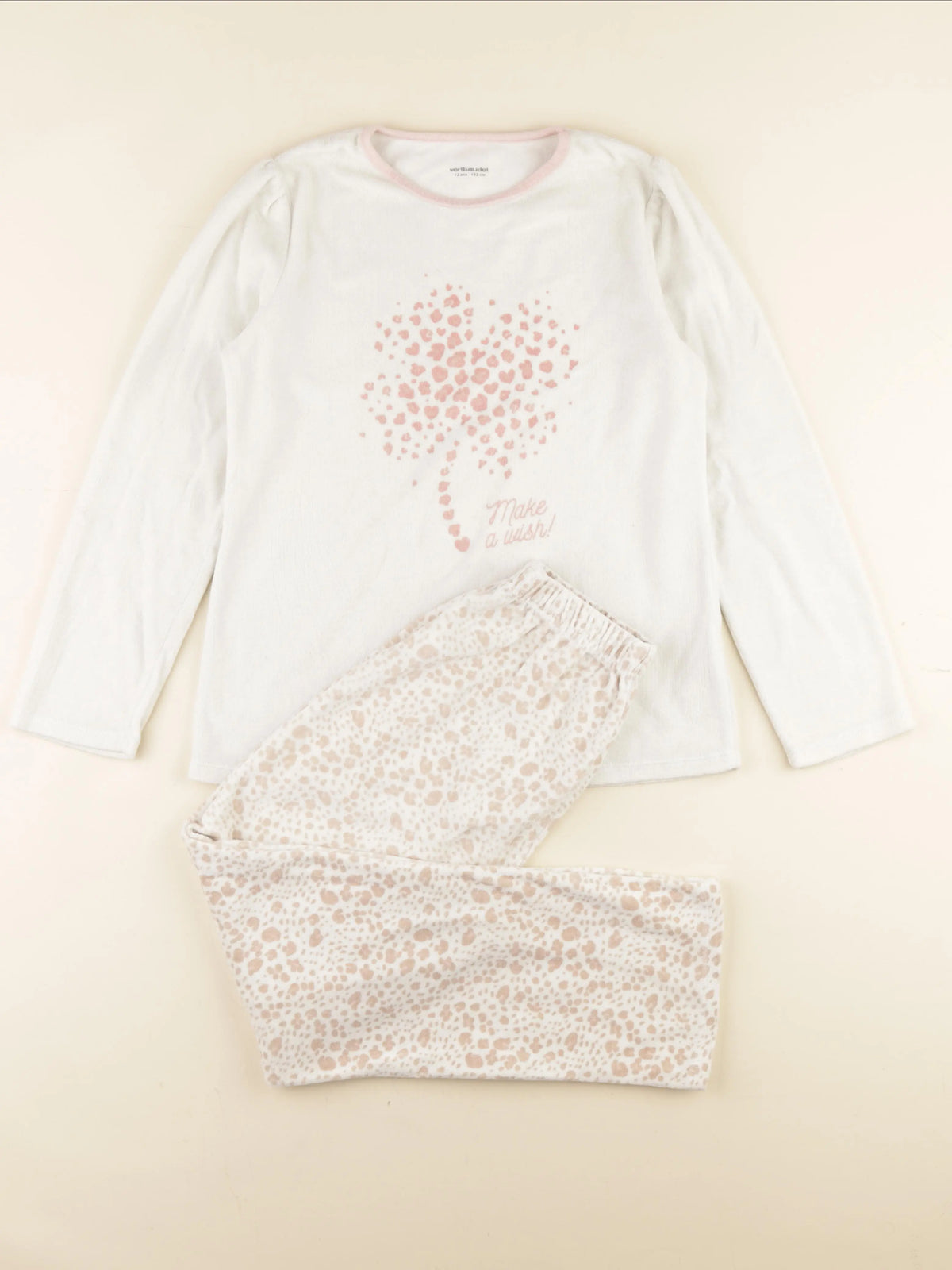 Vertbaudet - pyjama velours blanc - 12 ans