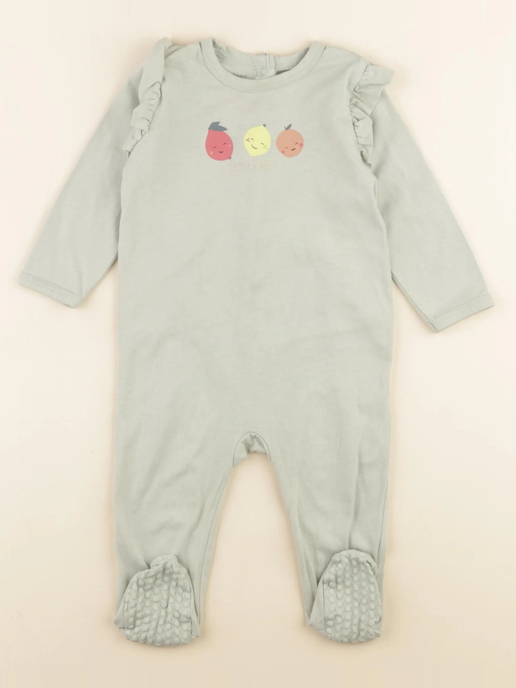 Vertbaudet - pyjama coton vert, or - 12 mois