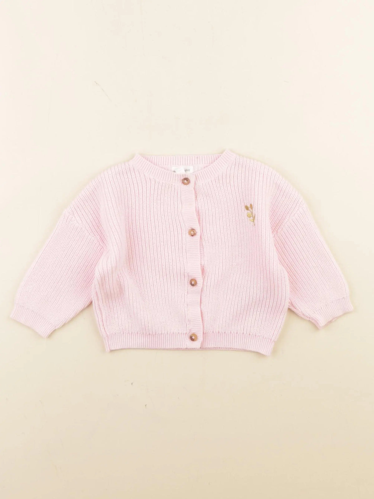 Vertbaudet - gilet rose, or - 9 mois