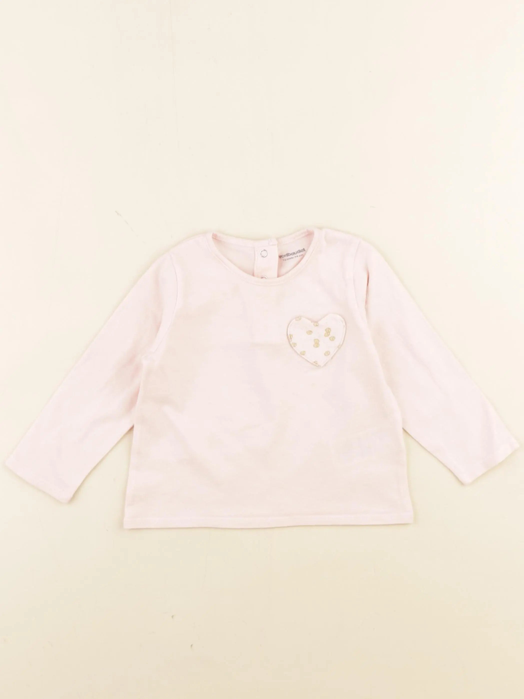 Vertbaudet - tee-shirt rose, or - 12 mois