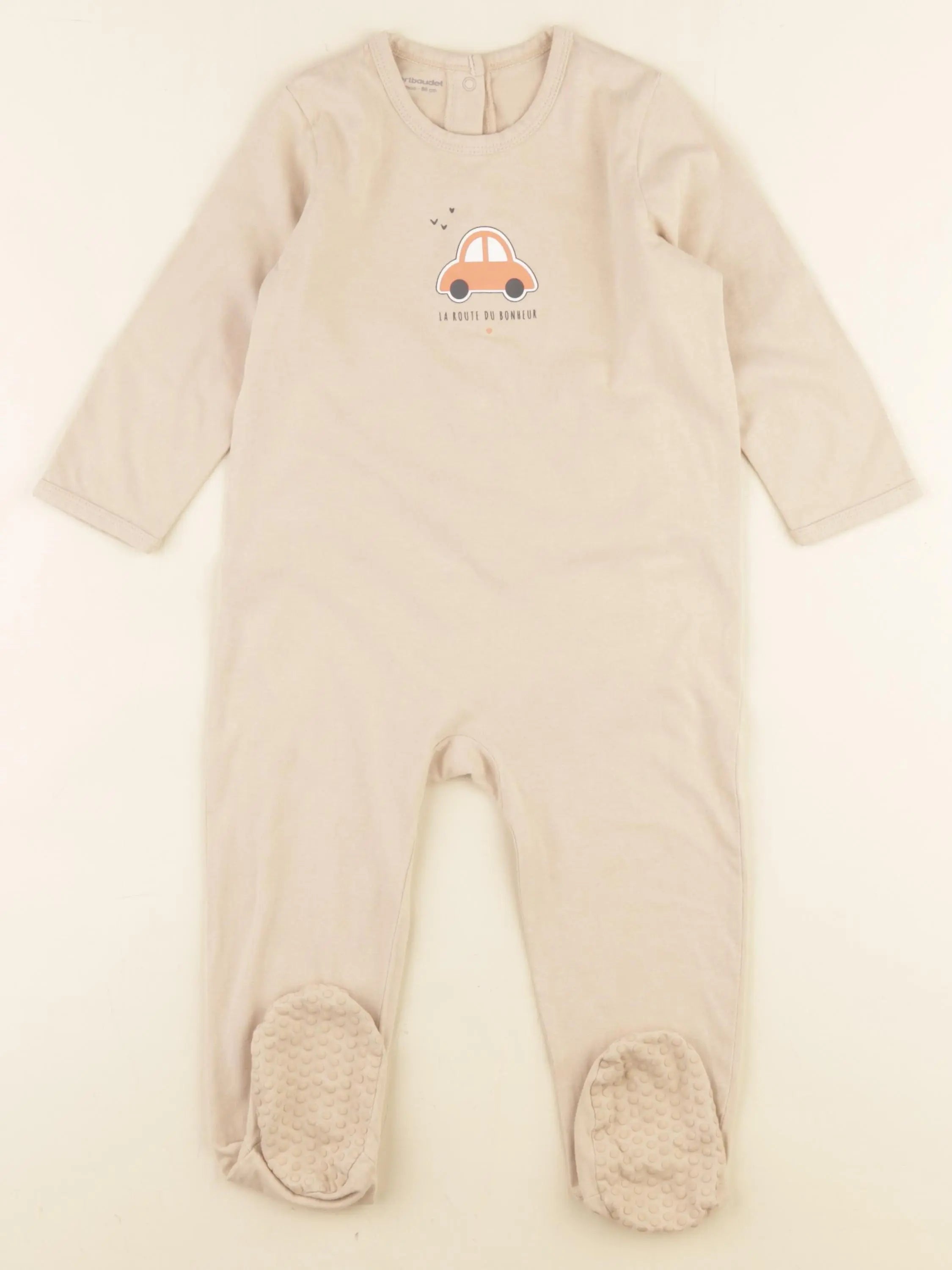 Vertbaudet - pyjama coton beige - 24 mois
