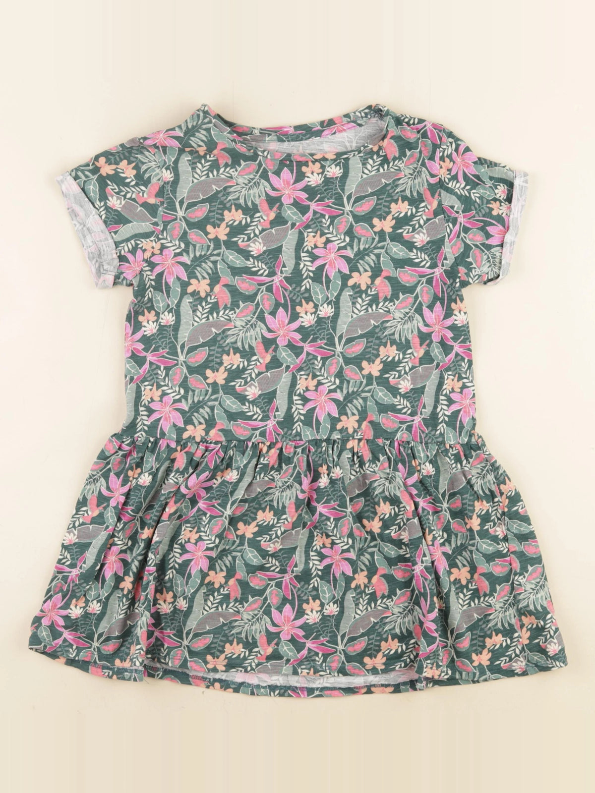 Vertbaudet - robe rose, vert - 8 ans