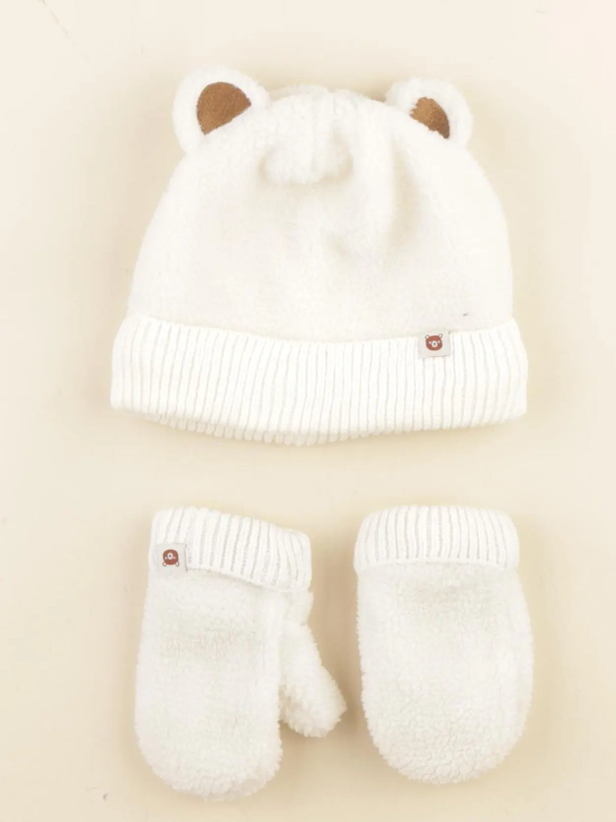 Vertbaudet - ensemble bonnet/moufles blanc - 24/36 mois