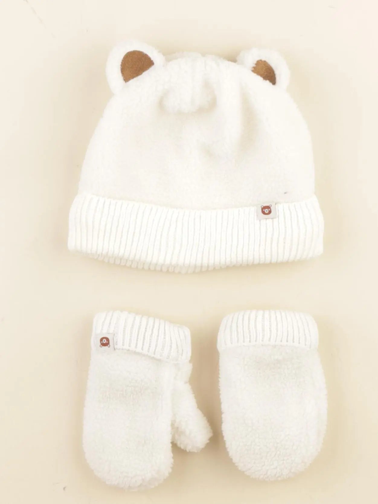 Vertbaudet - ensemble bonnet/moufles blanc - 24/36 mois