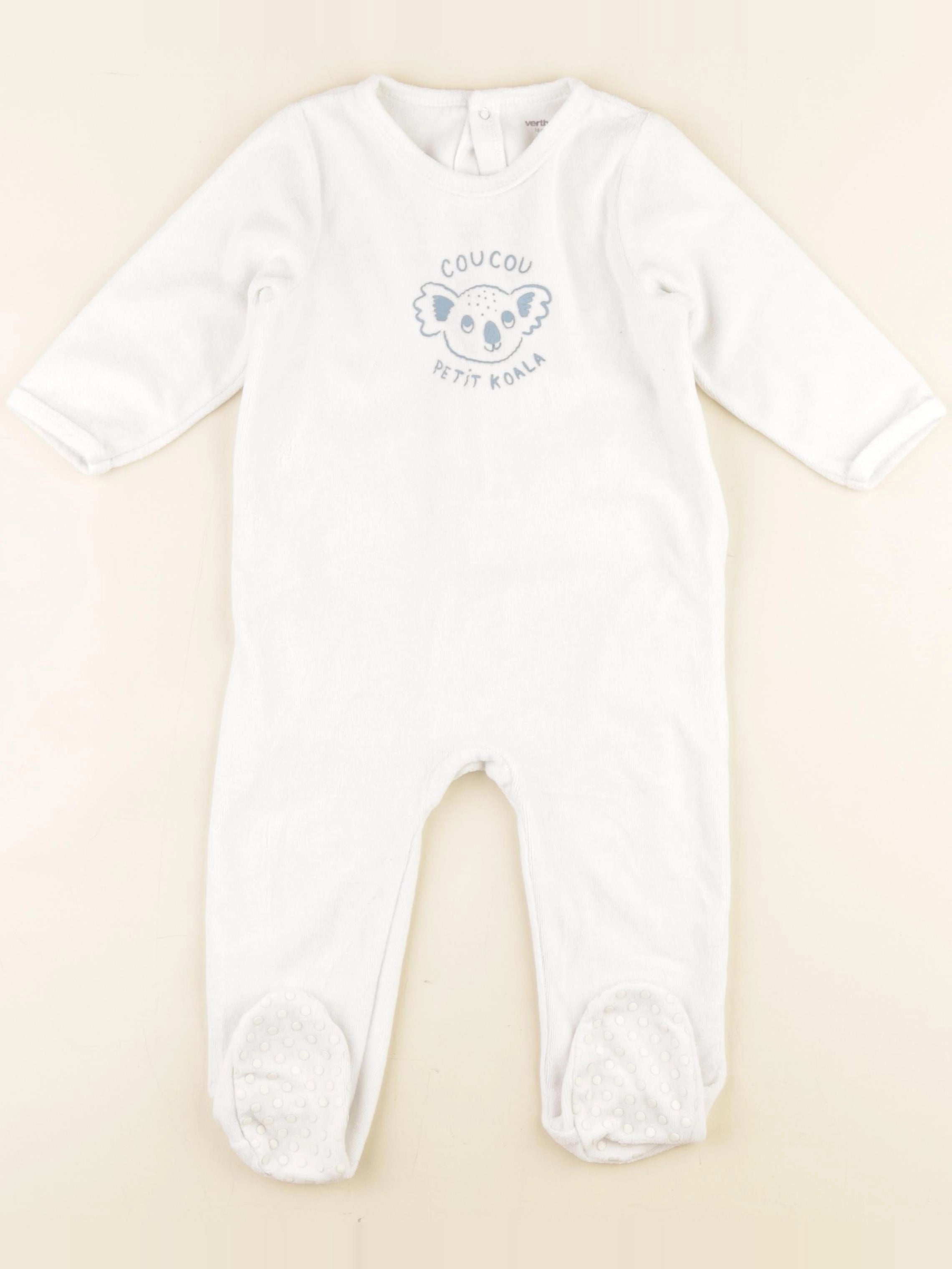 Vertbaudet - pyjama velours blanc - 18 mois