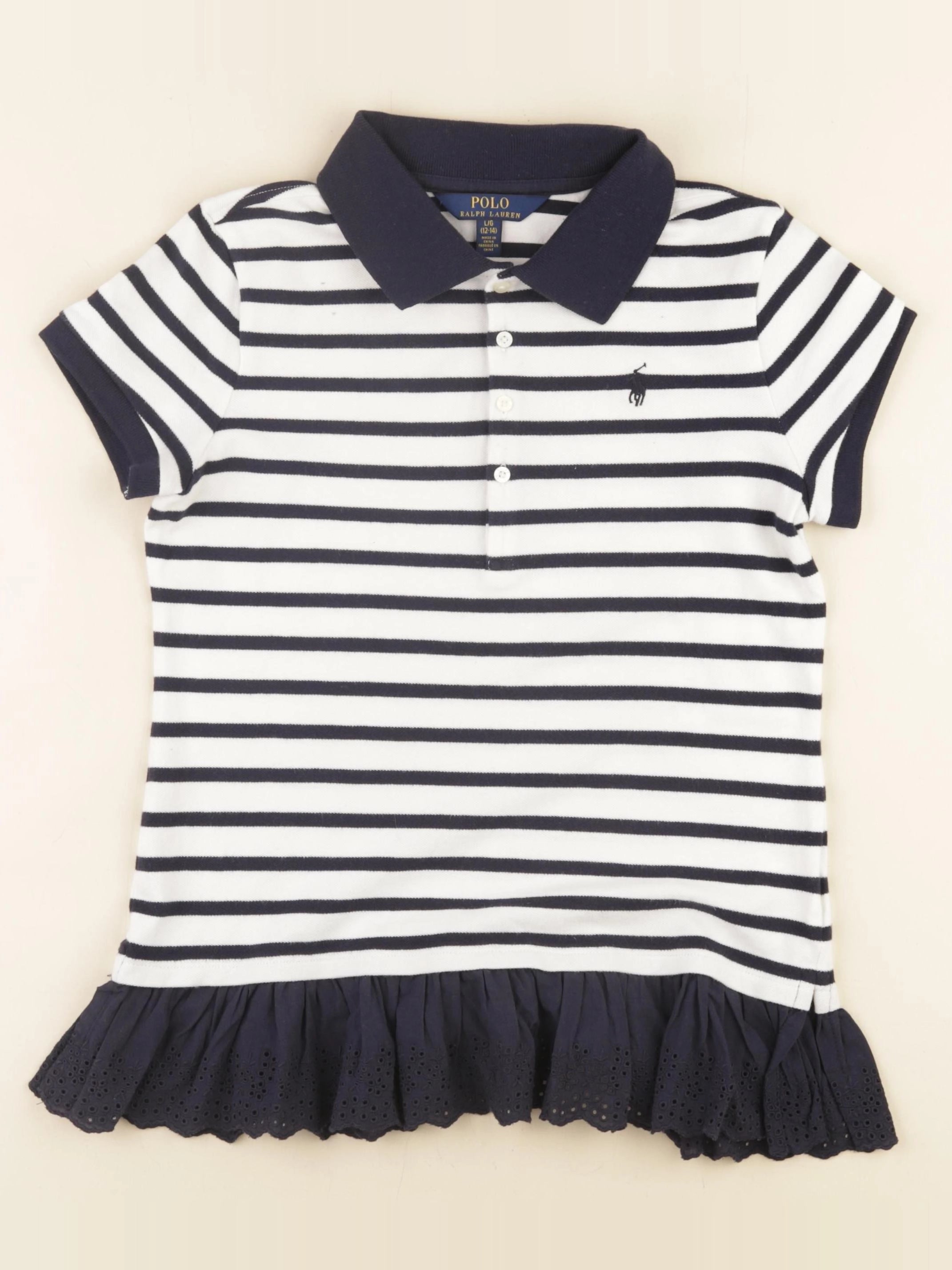 Ralph Lauren - polo blanc, bleu - 12/14 ans